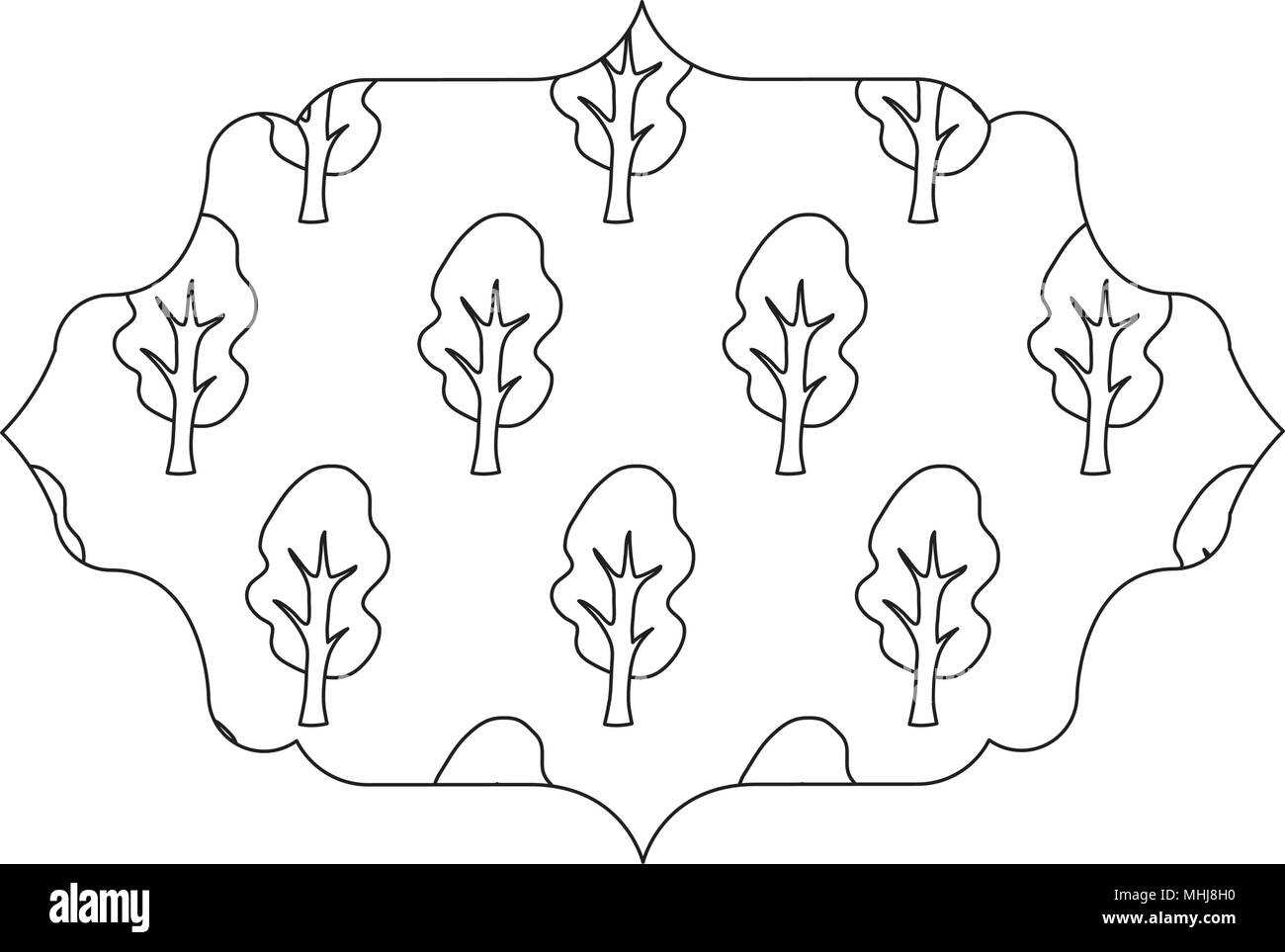 arabic frame with trees design over white background, vector ...