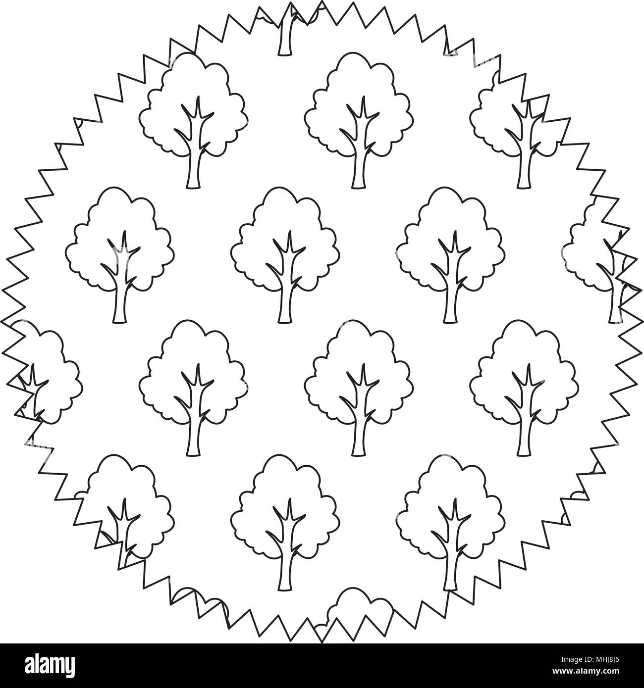 seal stamp with trees design over white background, vector illustration ...