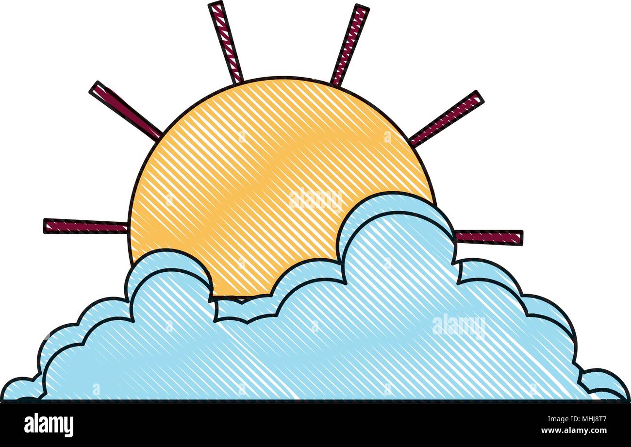 sun and cloud icon over white background, colorful design. vector ...