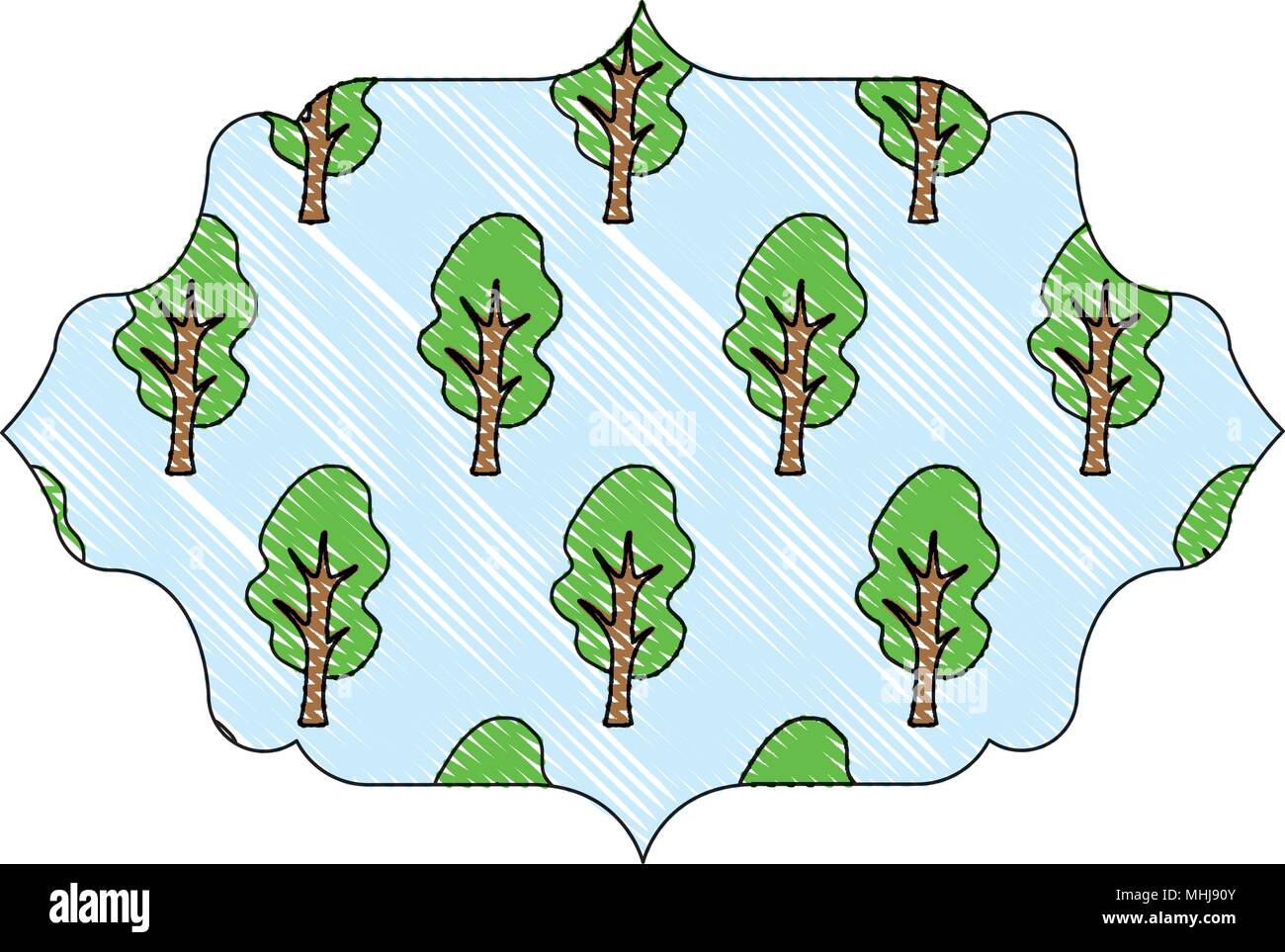 arabic frame with trees design over white background, vector ...