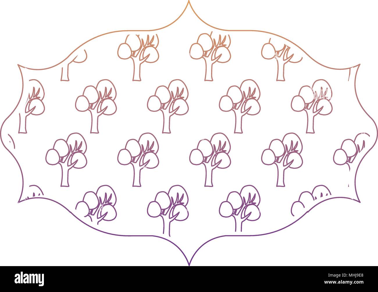 arabic frame with trees design over white background, vector ...