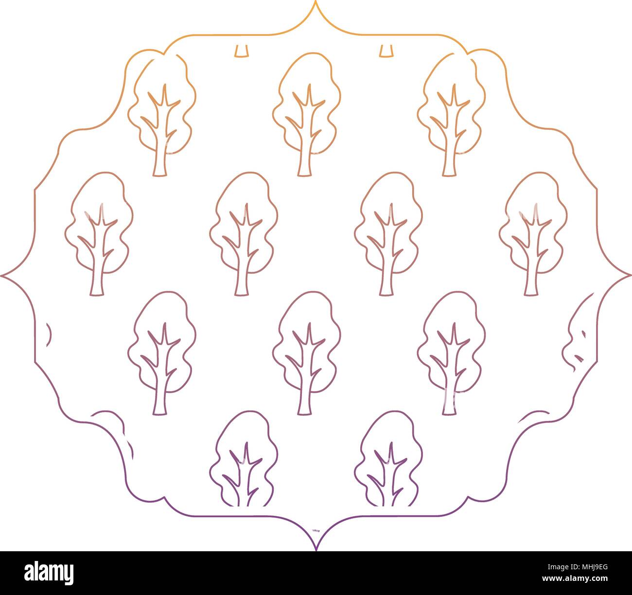 arabic frame with trees design over white background, vector ...