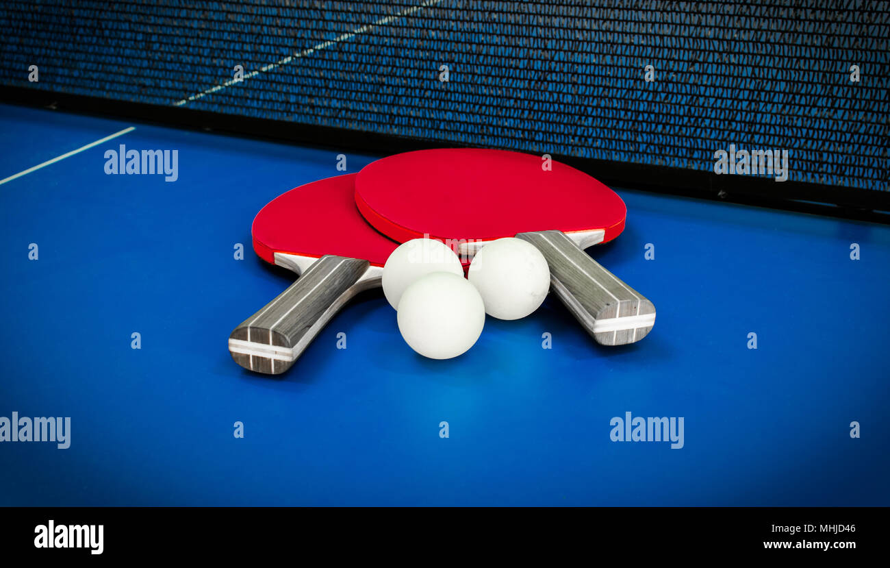 Table tennis rackets. Top view of table tennis racket lying on the