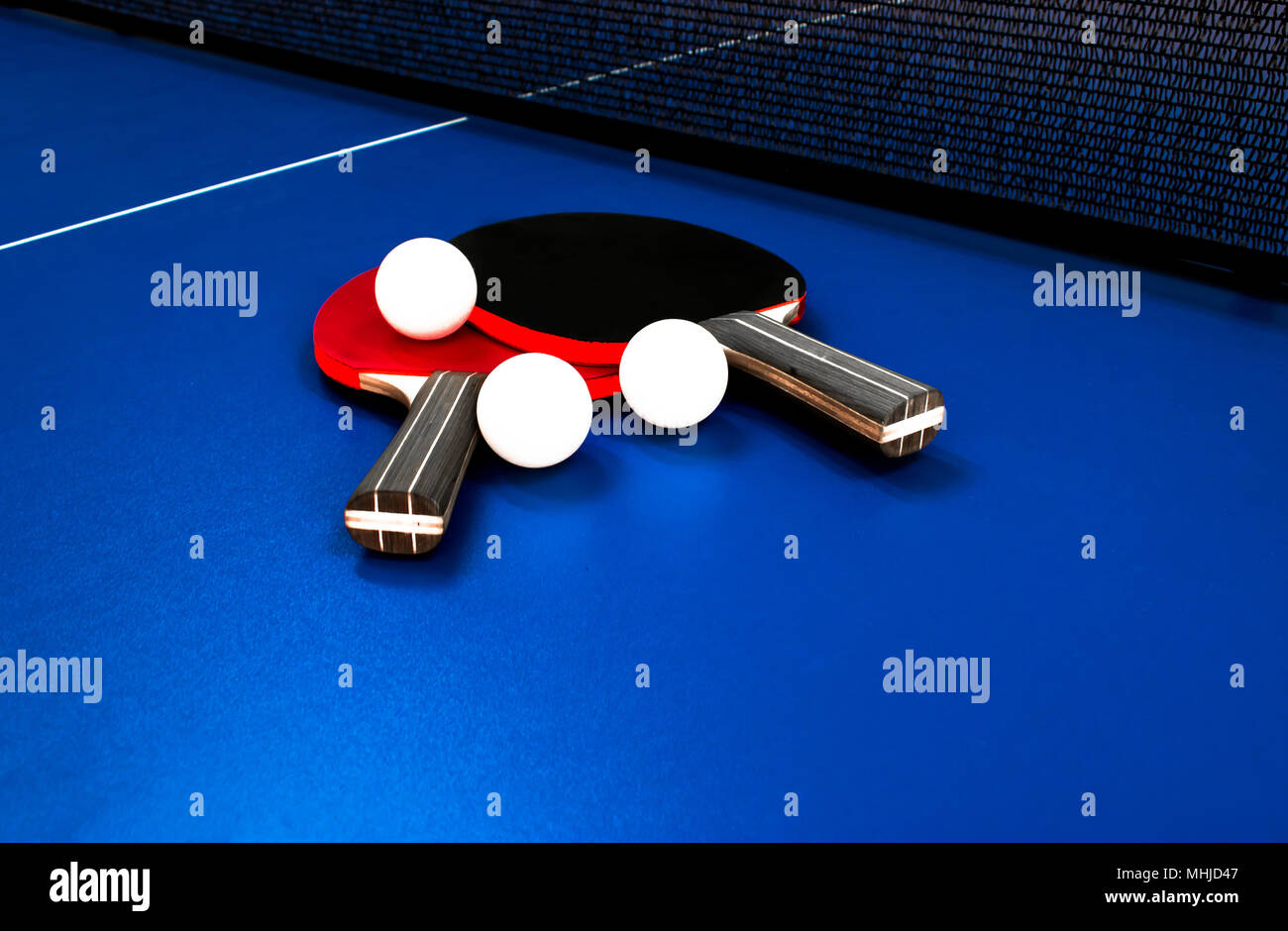 Table tennis rackets. Top view of table tennis racket lying on the ...