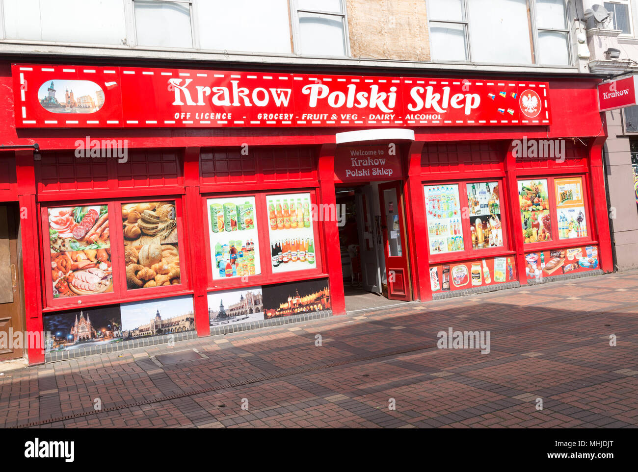 Polish shop, Krakow Polski Sklep, town centre of Swindon, Wiltshire, England, UK Stock Photo