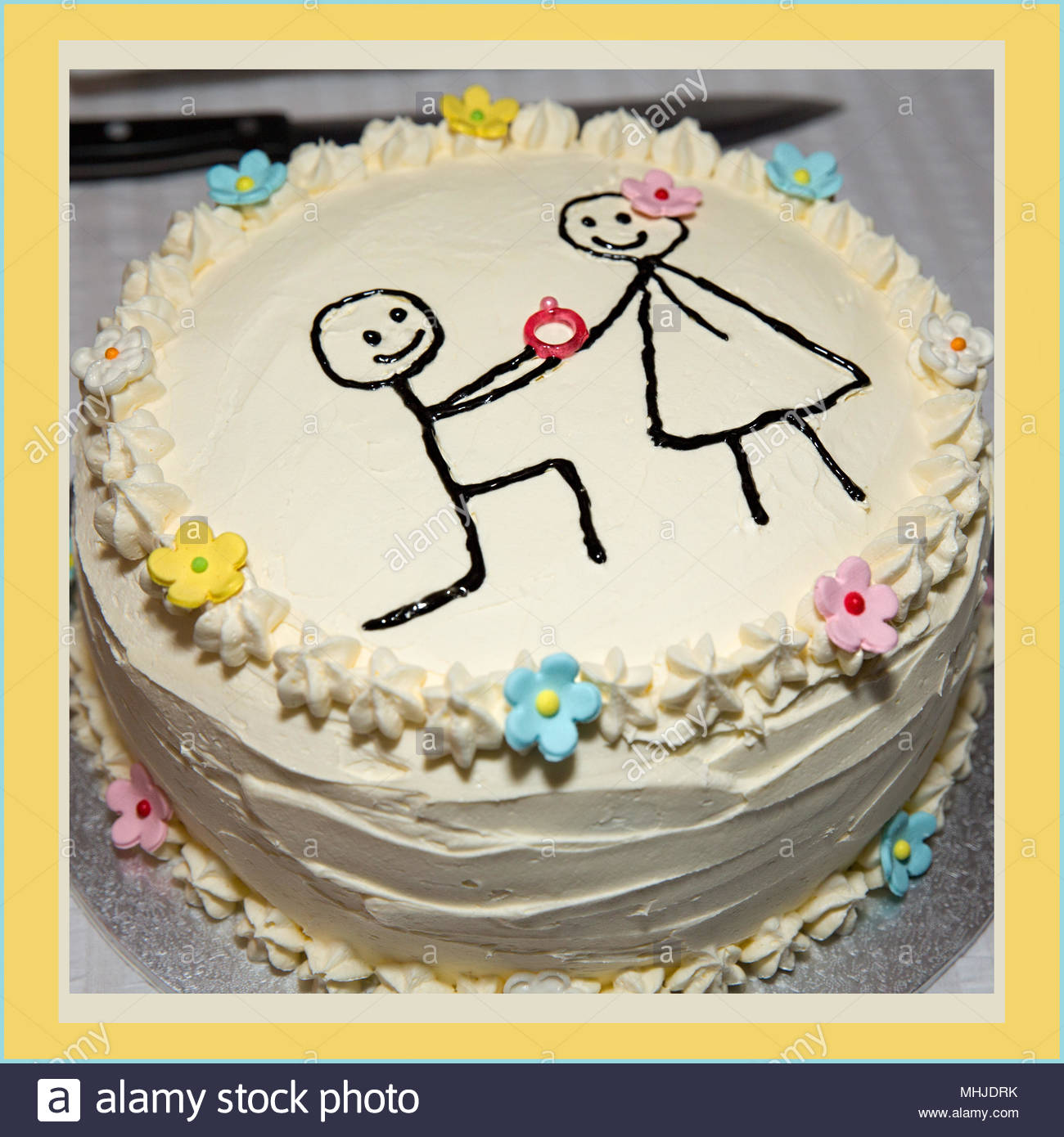 A Simple Homemade Engagement Cake Stock Photo 182958823 Alamy