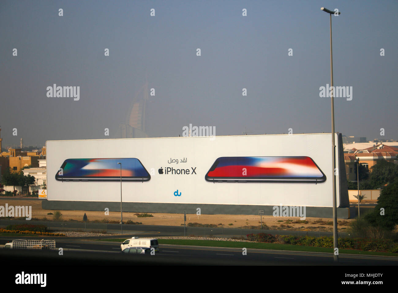 Werbung fuer das Apple 'Iphone X', Dubai. Stock Photo