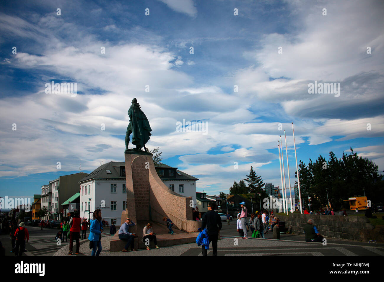 Denkmal/ Skulptur fuer Leifur der Gluecklichen, Reykjavik, Island. Stock Photo