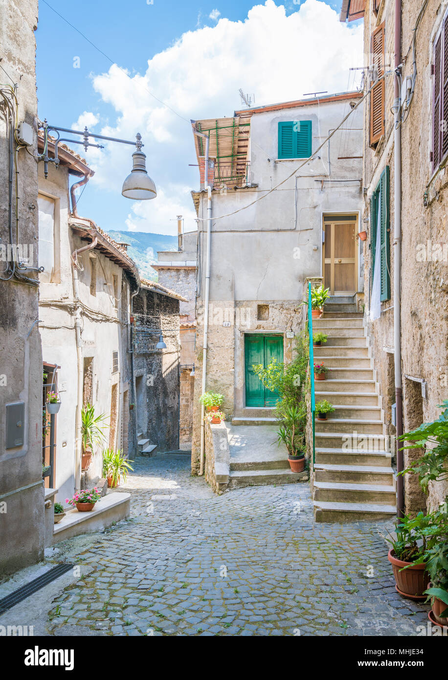 Subiaco old town in a summer morning, province of Rome, Latium, central