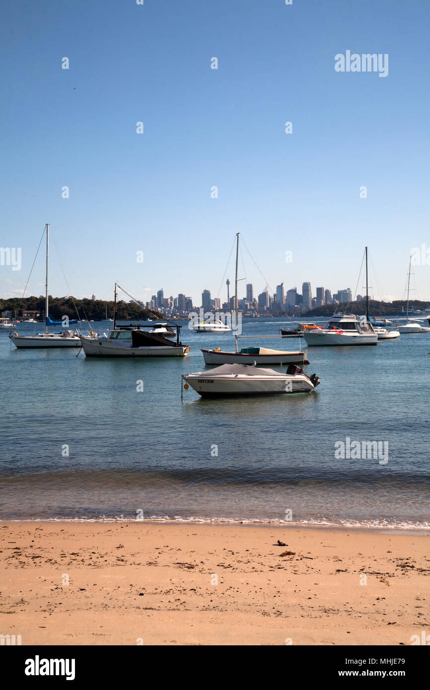 sailing boats and beach watsons bay sydney new south wales australia Stock Photo