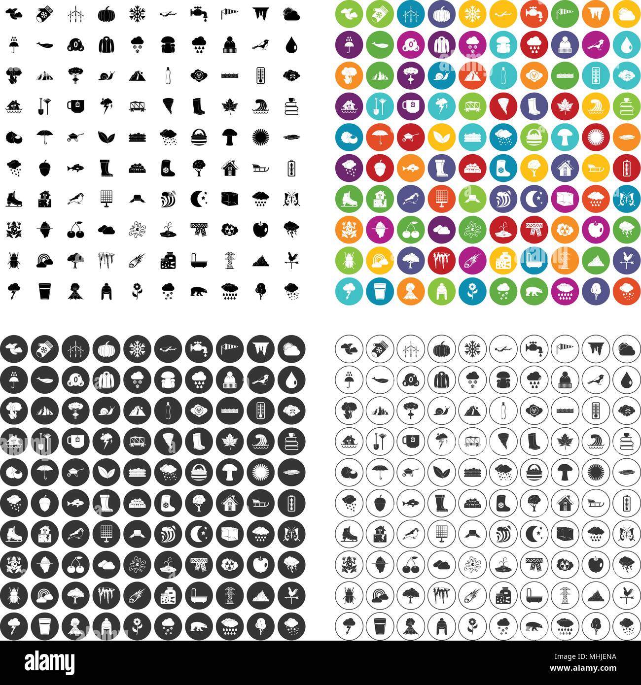 100 clouds icons set vector variant Stock Vector