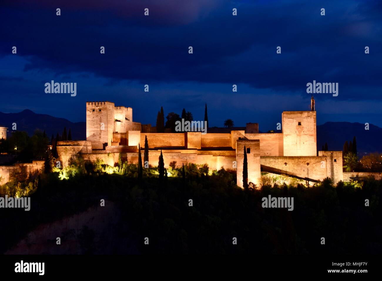 La Alhambra at night Stock Photo