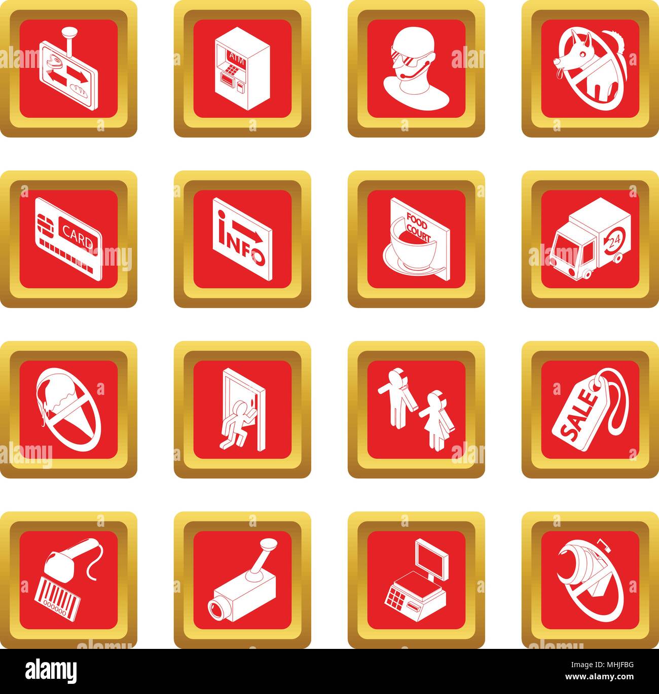 Shop navigation foods icons set red square vector Stock Vector Image ...
