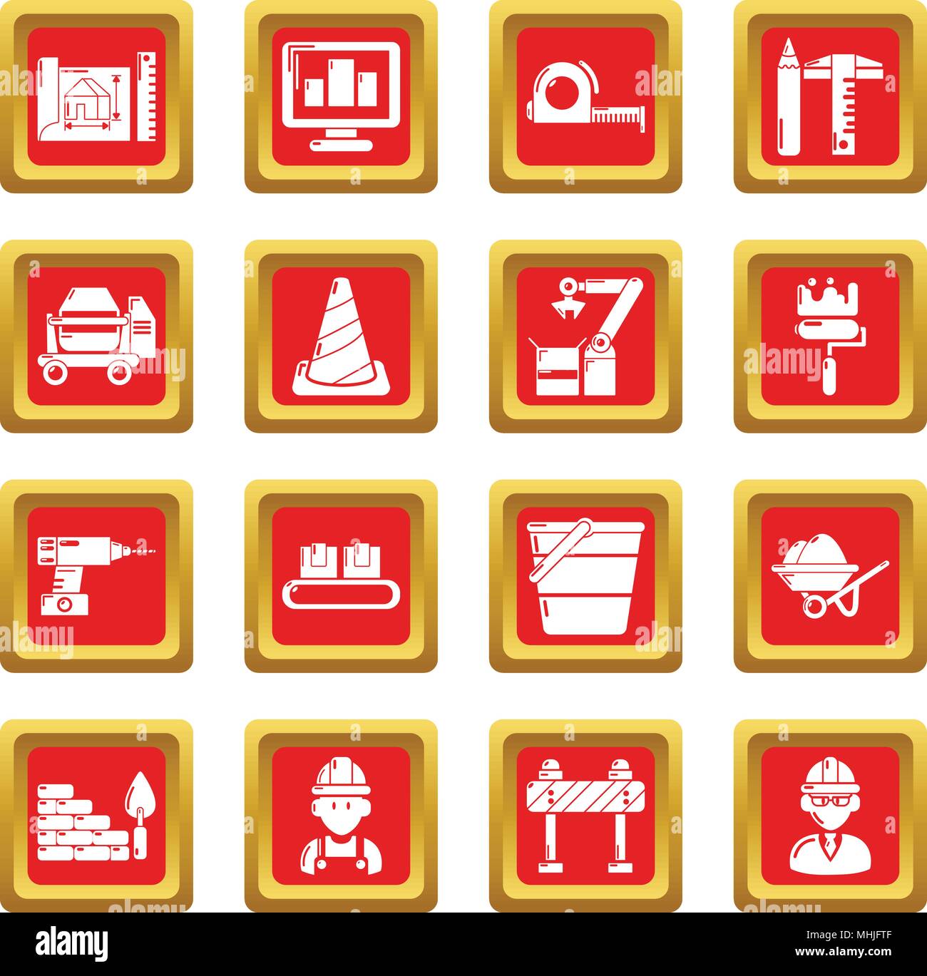 Building process icons set red square vector Stock Vector Image & Art ...