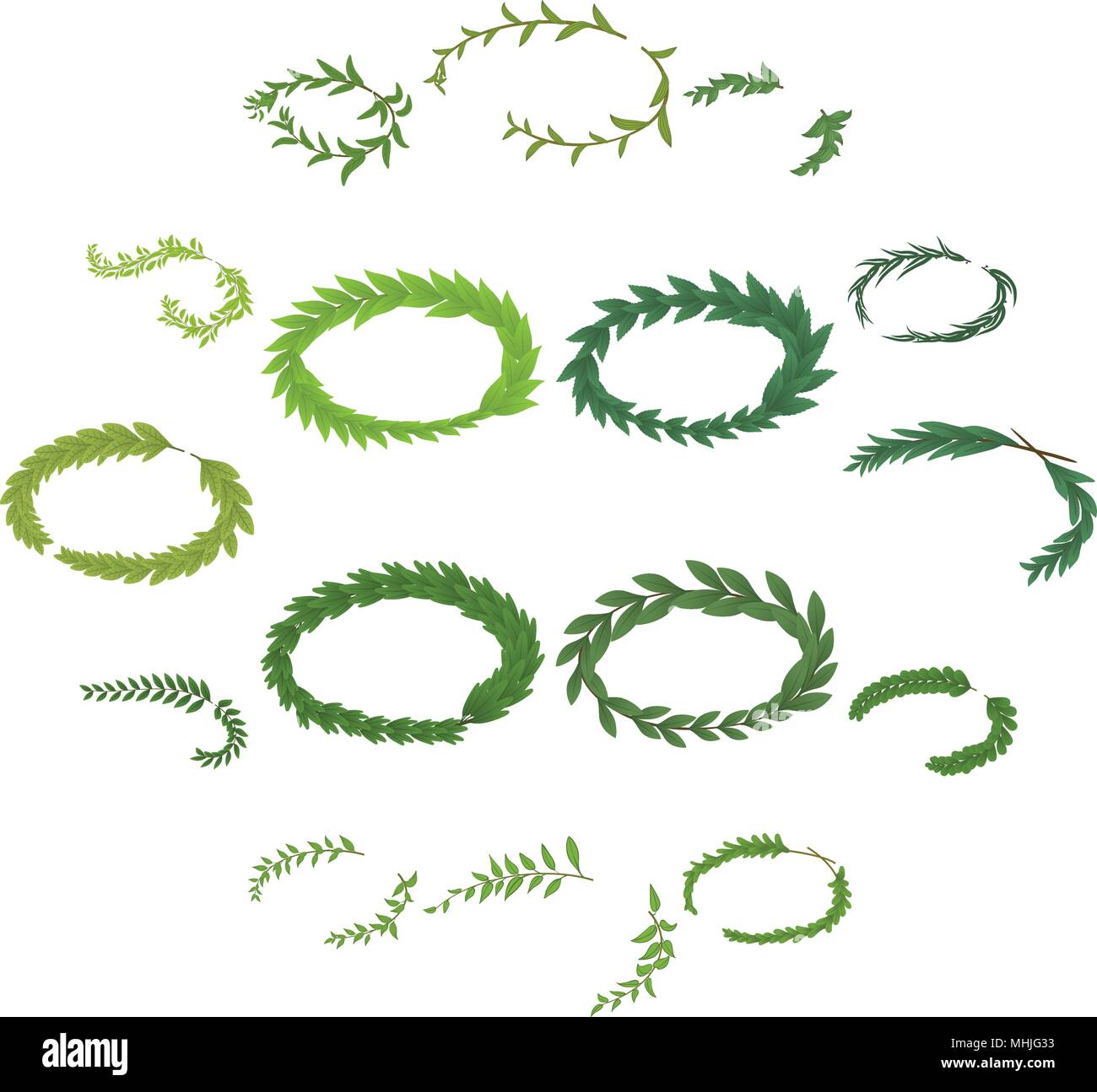 Laurel wreath icons set, isometric style Stock Vector