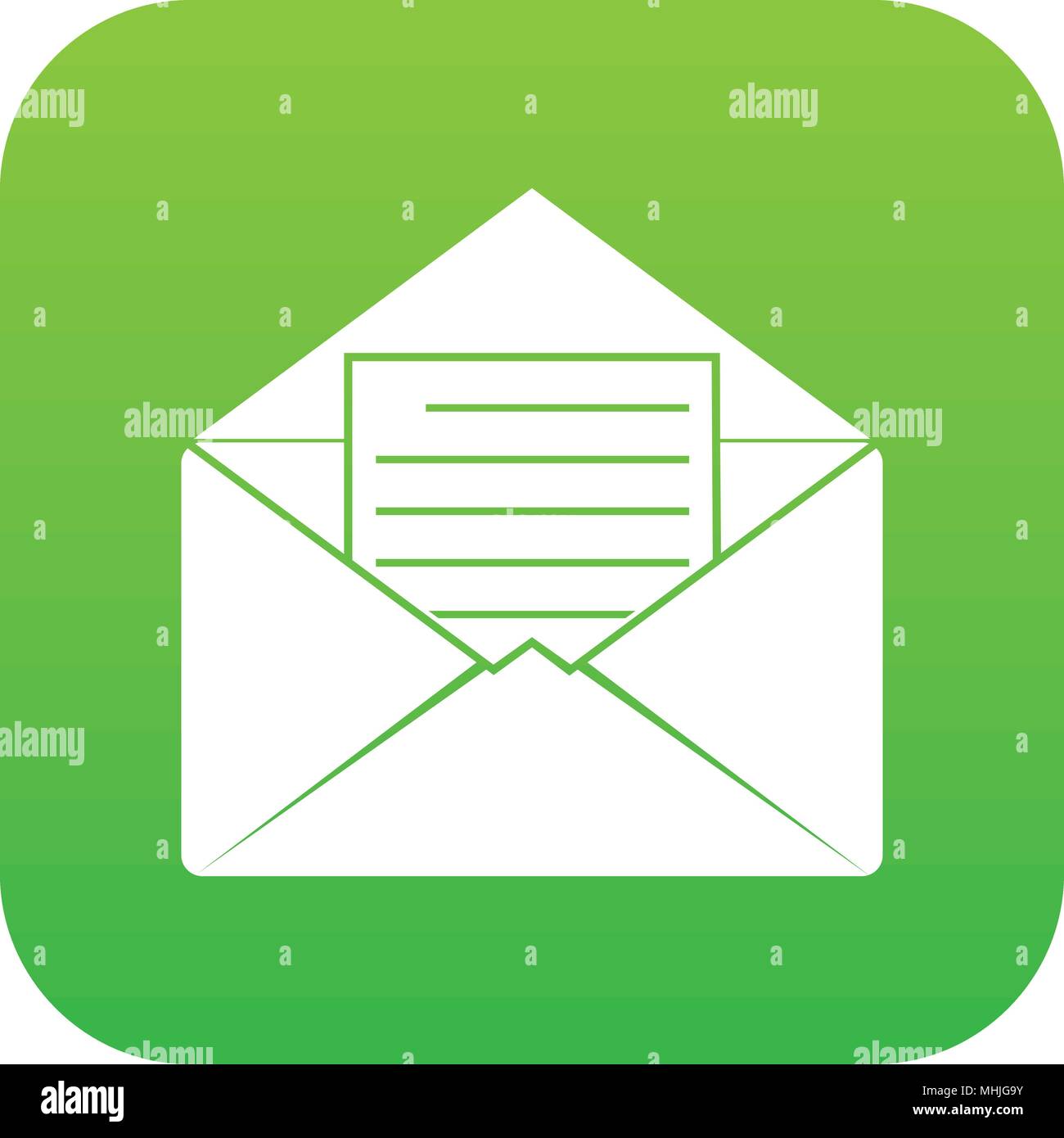 Envelope with sheet of paper icon digital green Stock Vector Image ...