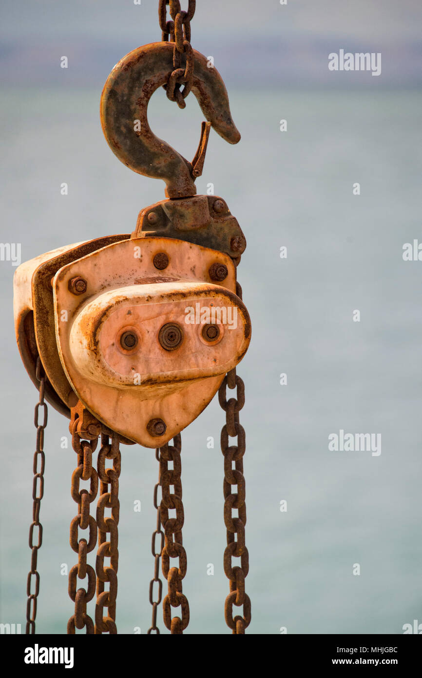 Winch with a wire rope on a crane hires stock photography and images