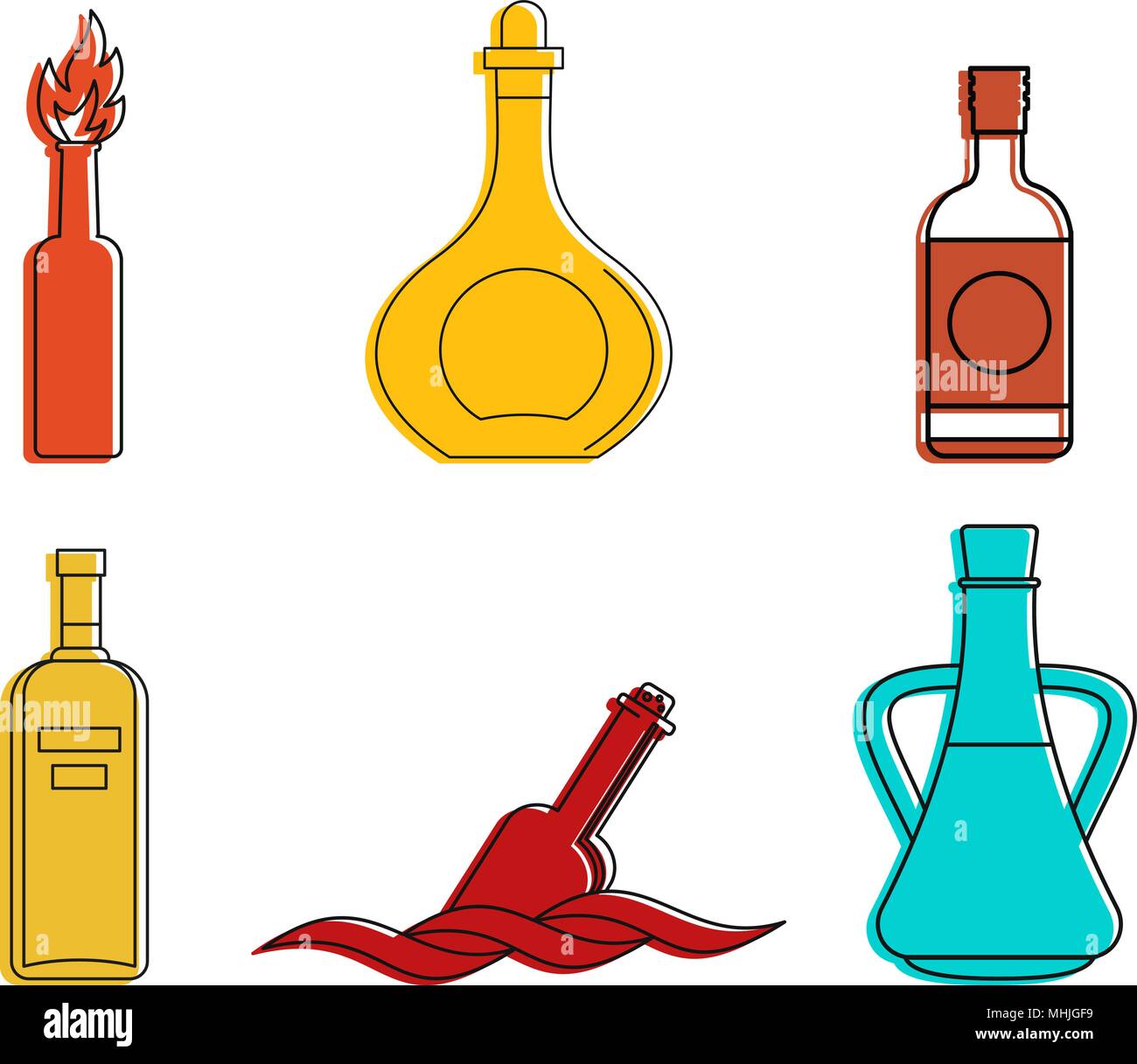 Bottle icon set, color outline style Stock Vector Image & Art - Alamy