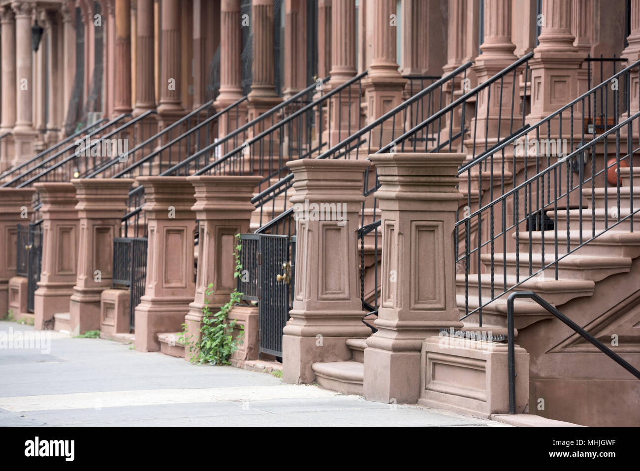 New York Houses In Perron In Harlem Stock Photo - Alamy