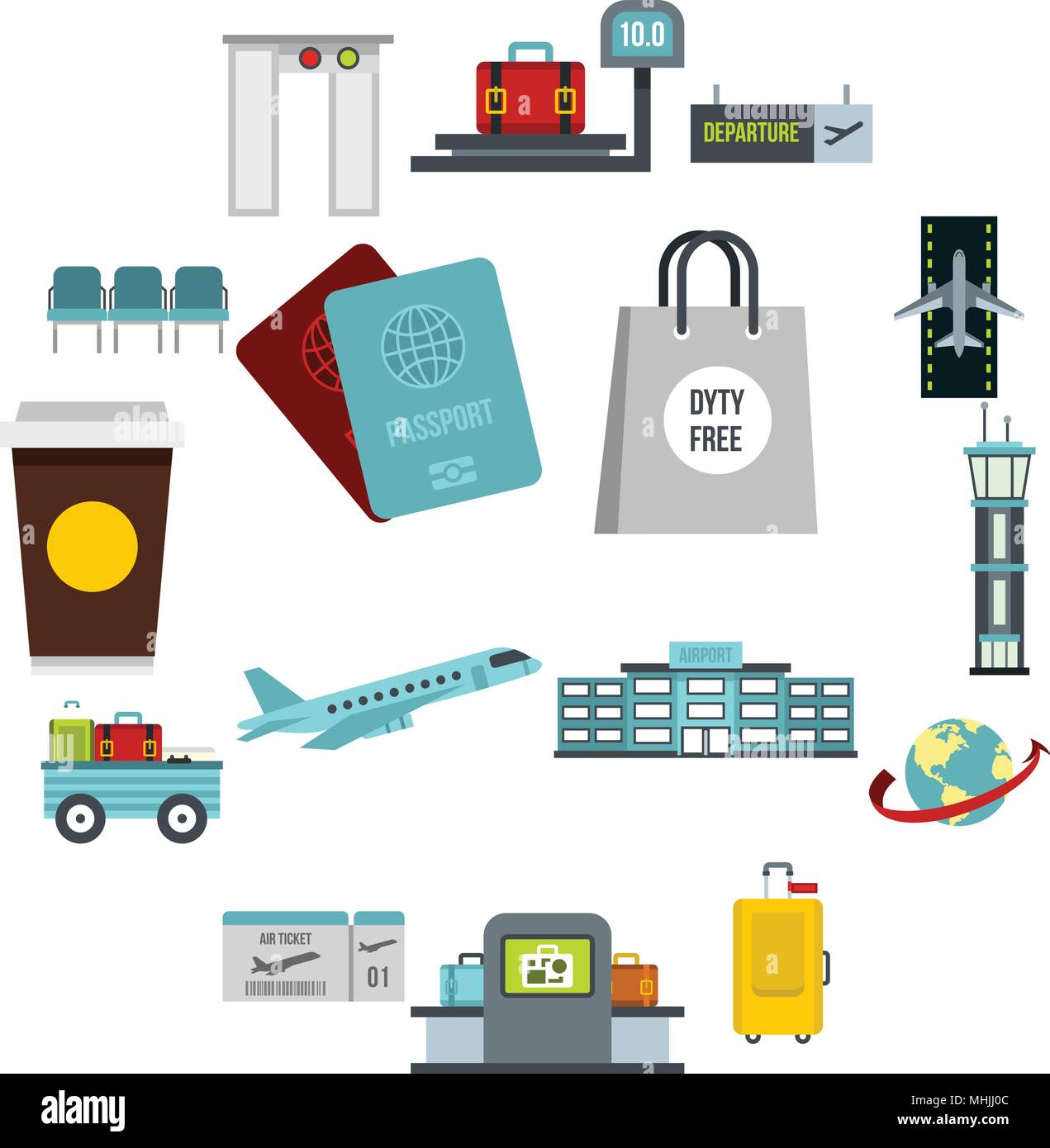 Airport icons set in flat style Stock Vector Image & Art - Alamy