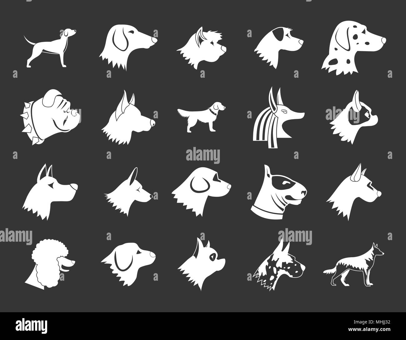 Dog icon set grey vector Stock Vector
