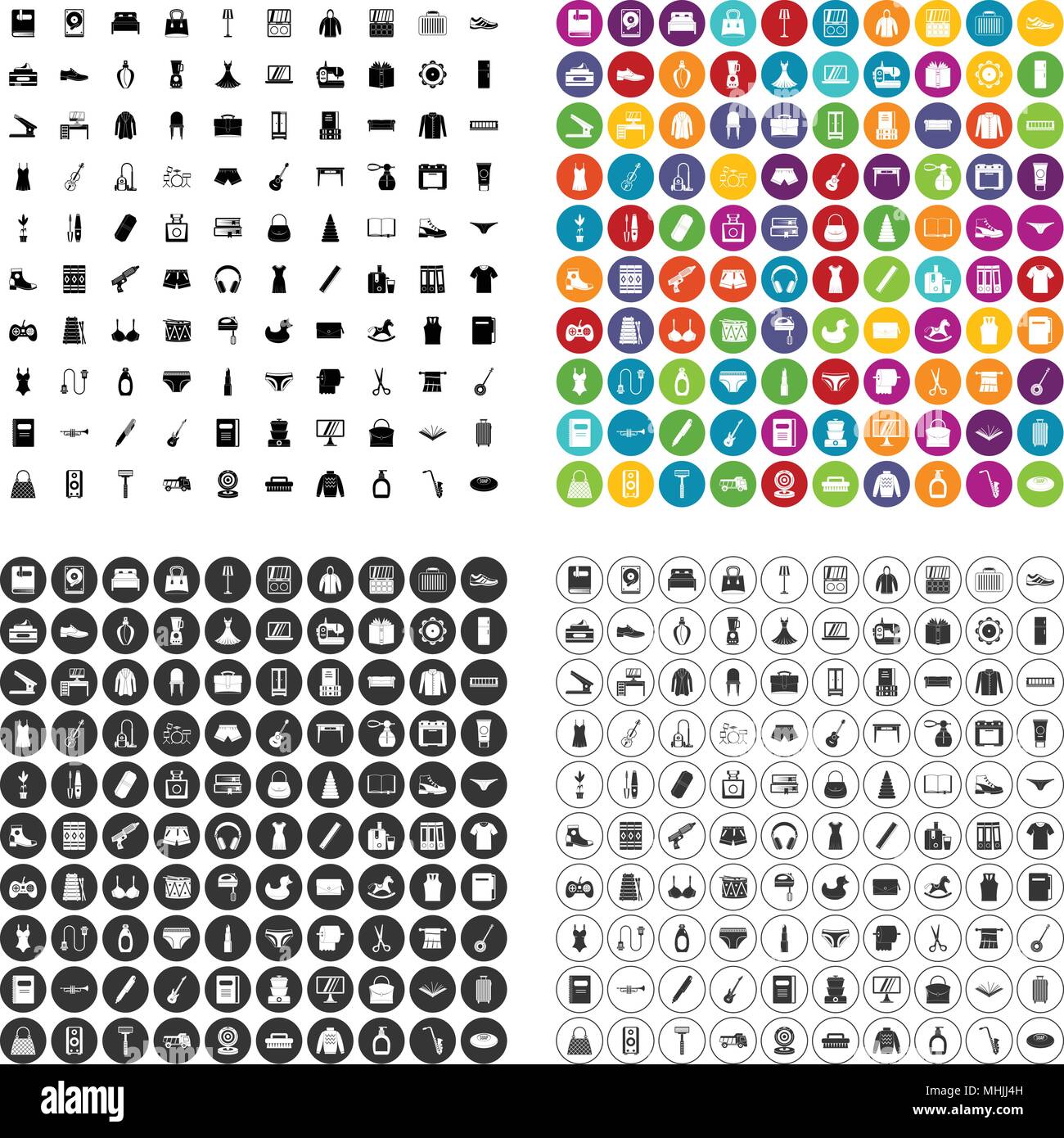 100 consumer goods icons set vector variant Stock Vector