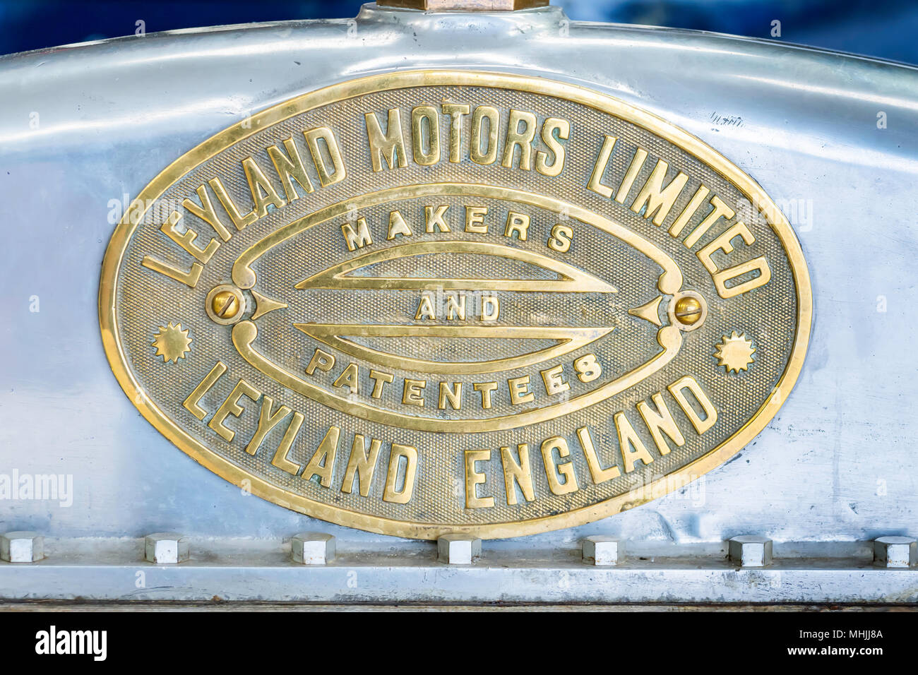 Leyland name plate, 1913 Stock Photo