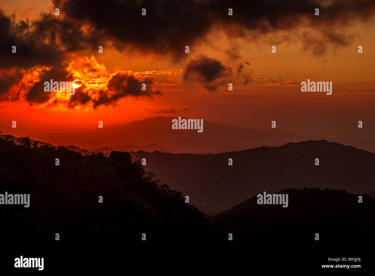 Panama Landscape Mountain Sunrise Stock Photo