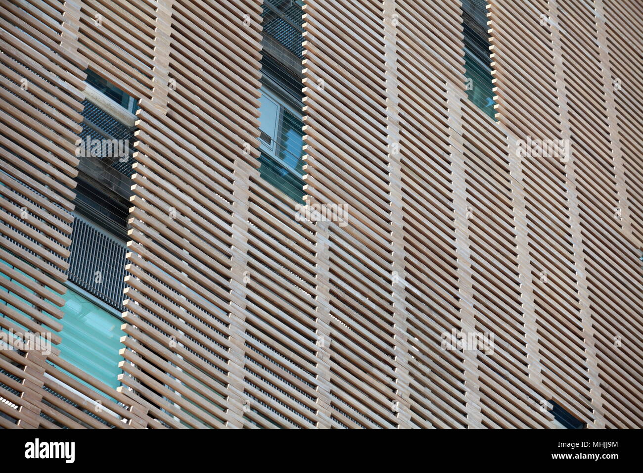 wooden louver on building  Outdoor blinds Stock Photo