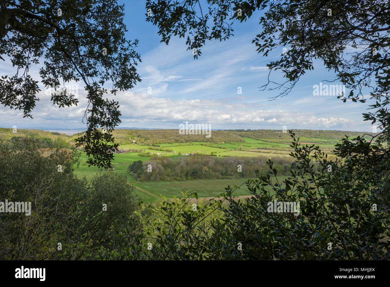 View of Walton in Gordano from Court Hill in spring, North Somerset, England. Stock Photo