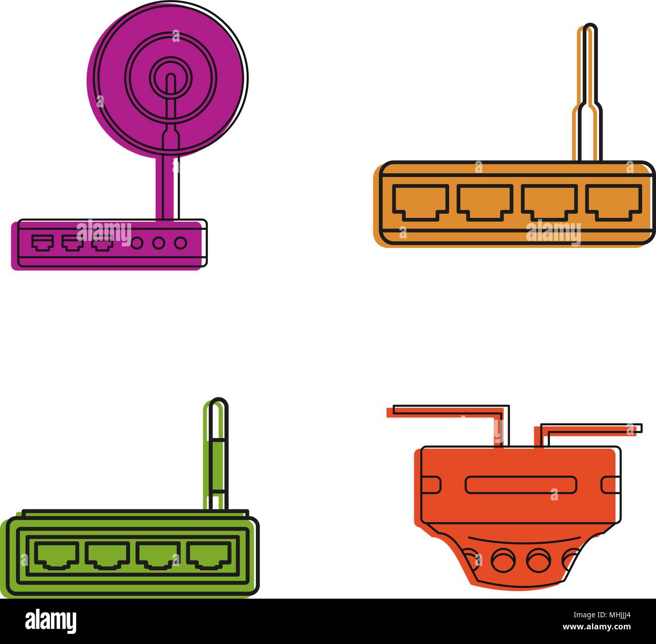 Router icon set, color outline style Stock Vector Image & Art - Alamy