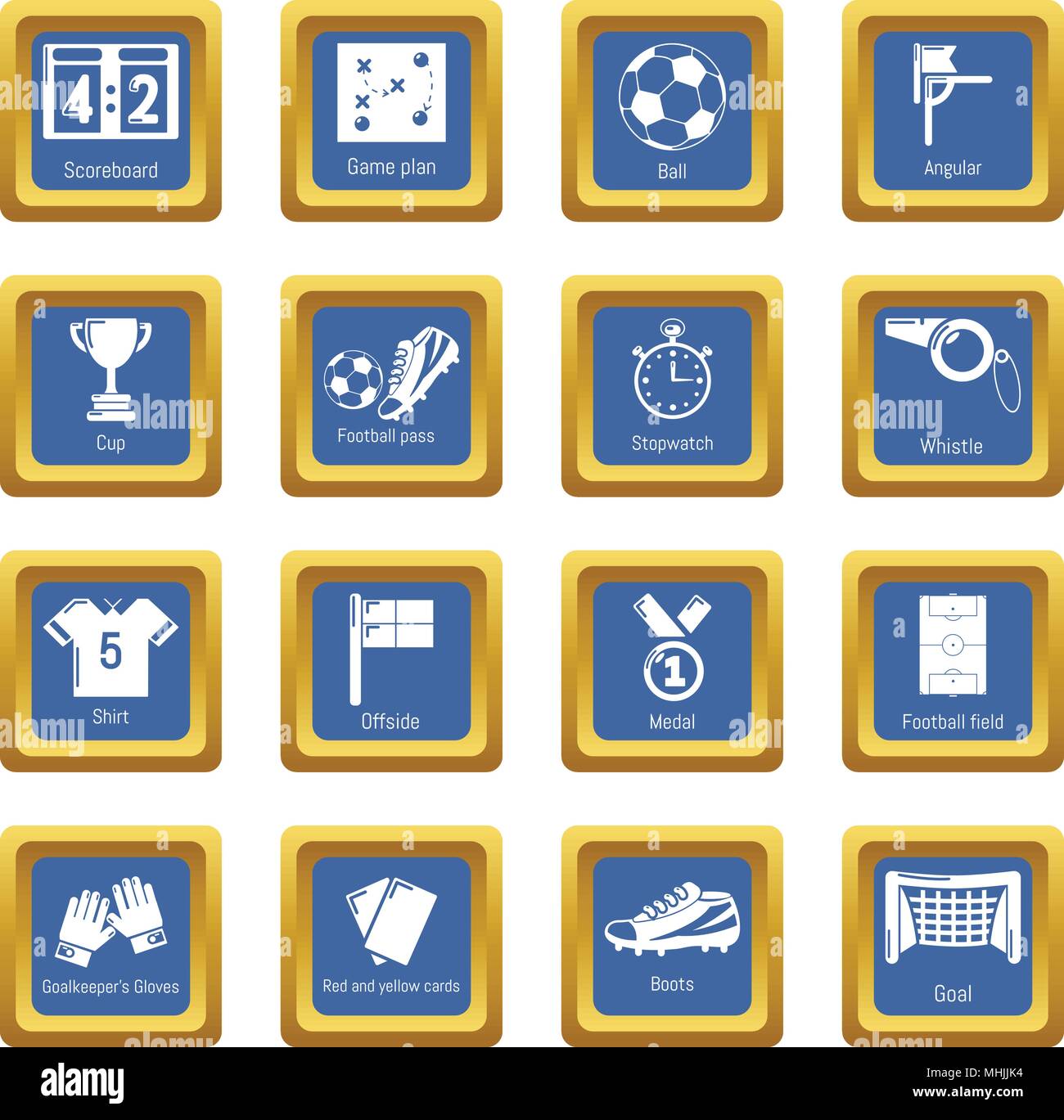 Soccer football icons set blue square vector Stock Vector Image & Art ...