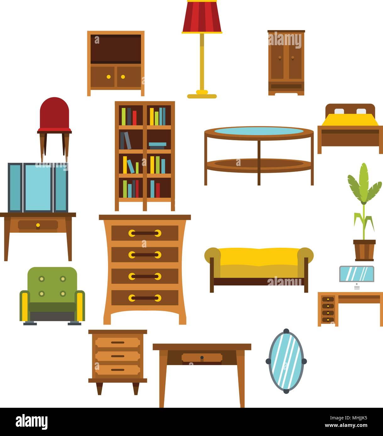 Furniture icons set, flat style Stock Vector Image & Art - Alamy