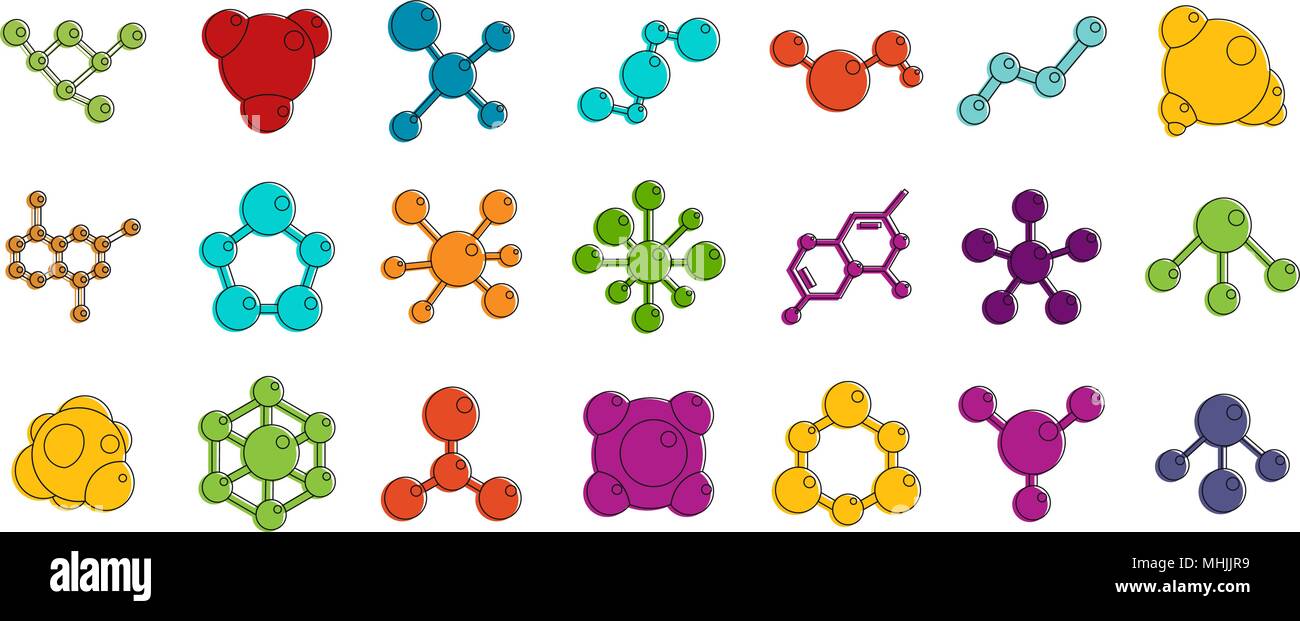 Molecule icon set, color outline style Stock Vector Image & Art - Alamy