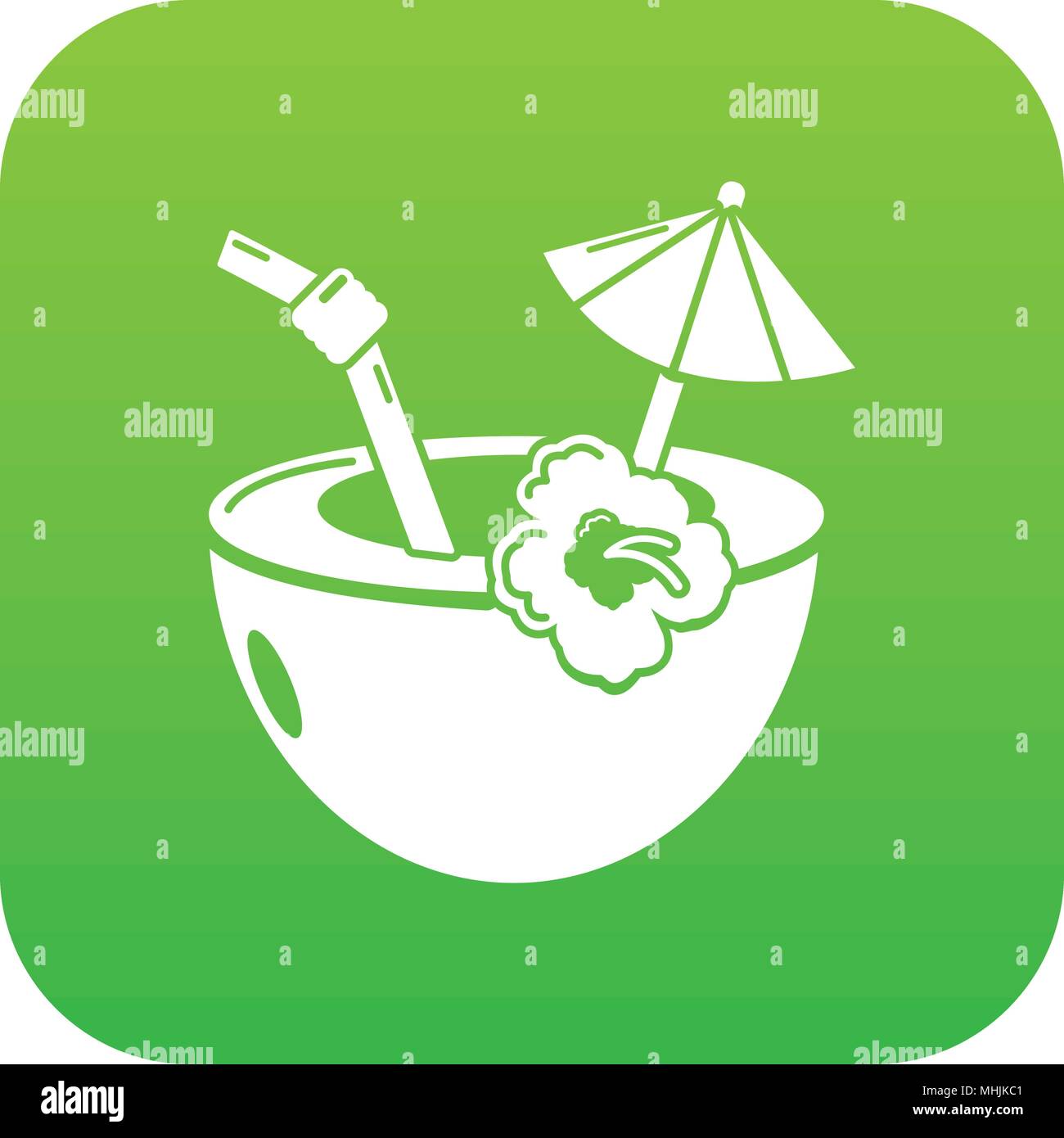 Coconut cocktail icon green vector Stock Vector Image & Art - Alamy