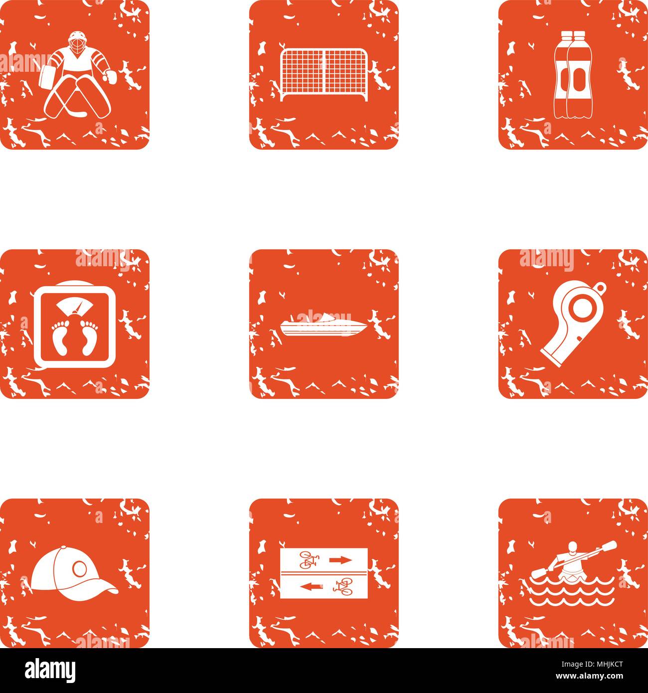 Competitive icons set, grunge style Stock Vector