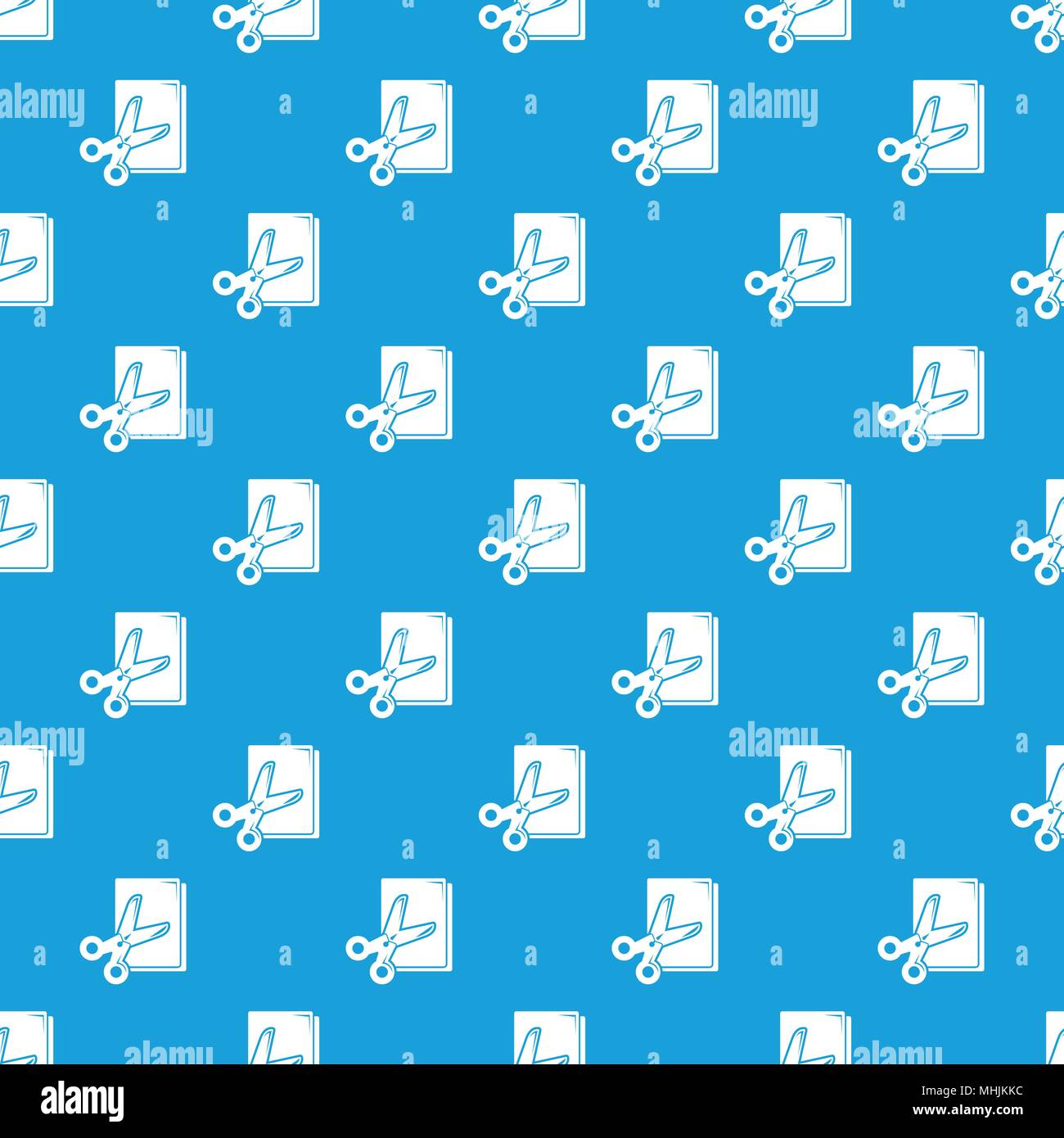 Scissors paper pattern vector seamless blue Stock Vector