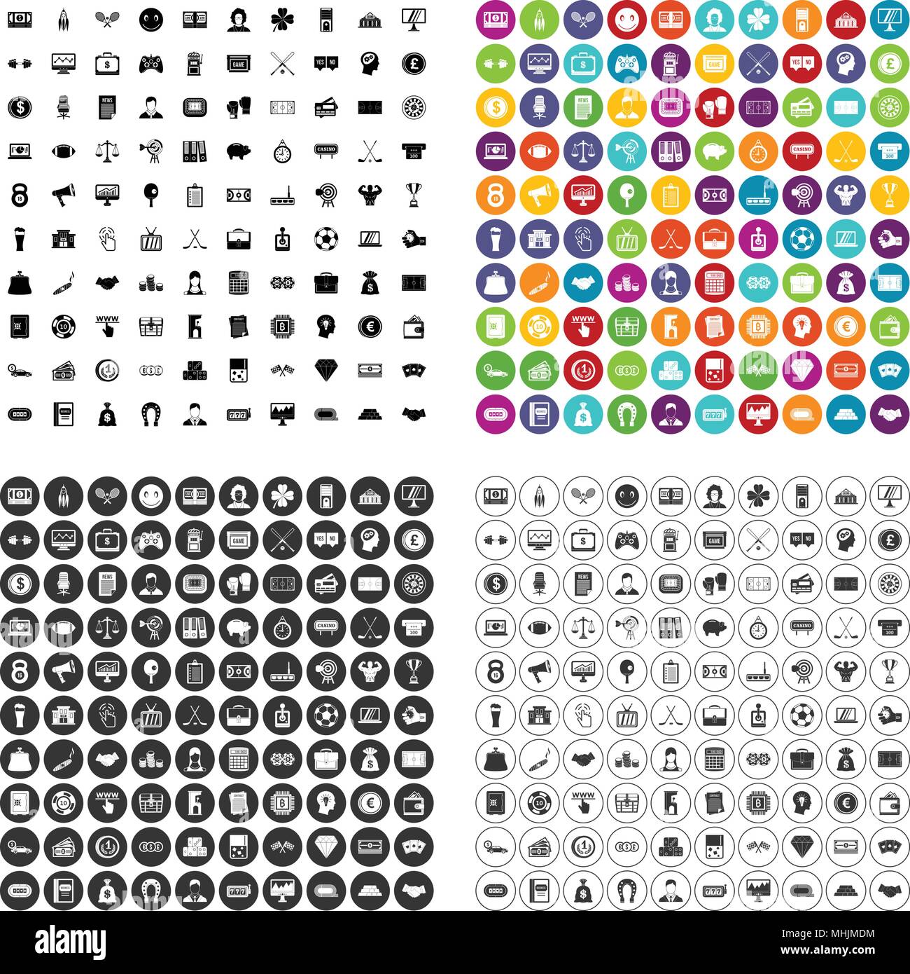 100 sweepstakes icons set vector variant Stock Vector