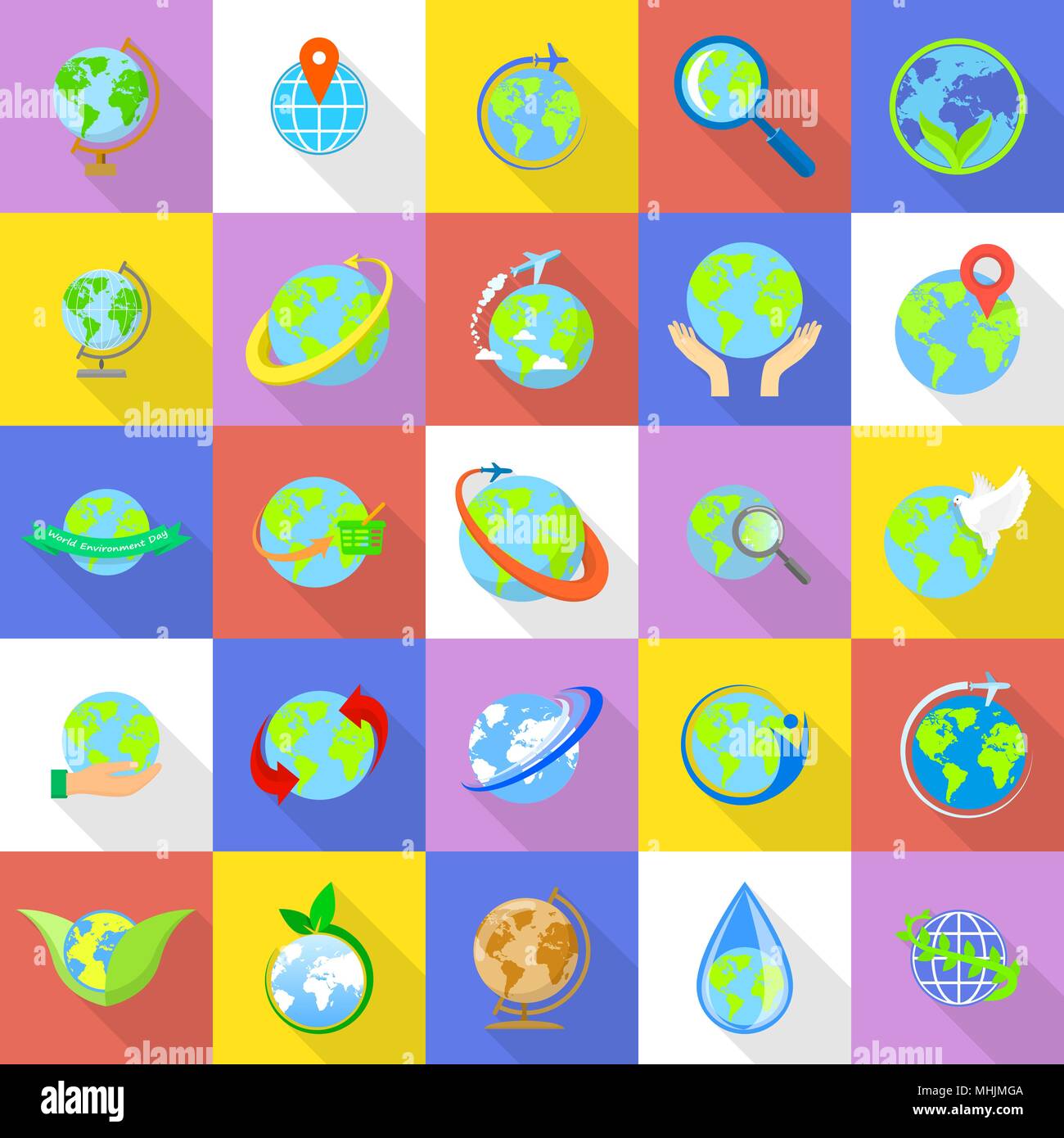 Globe Earth icons set, flat style Stock Vector Image & Art - Alamy