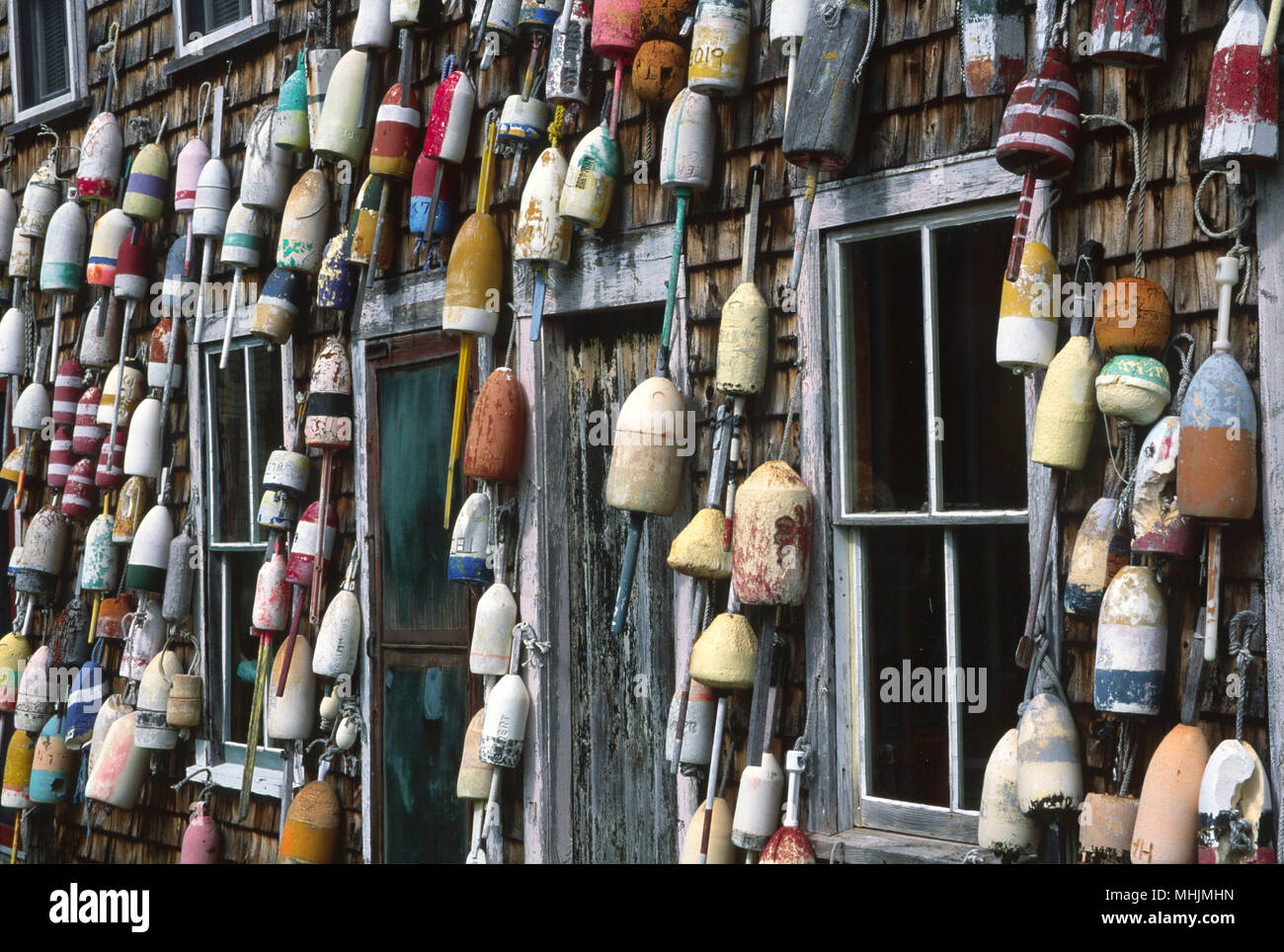 Lobster House buoys, Bristol, Maine Stock Photo Alamy