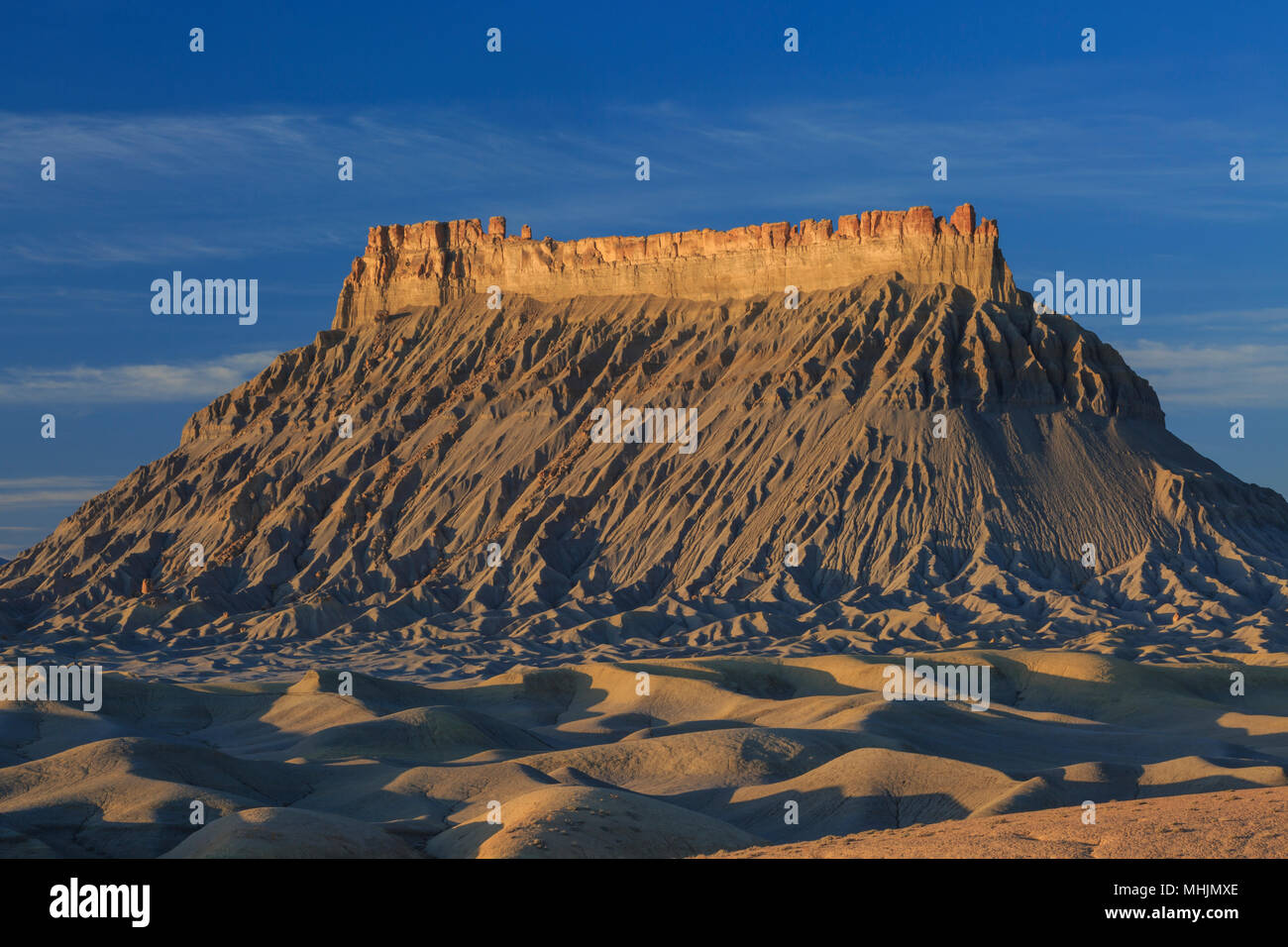 factory butte and badlands with morning light near hanksville, utah Stock Photo