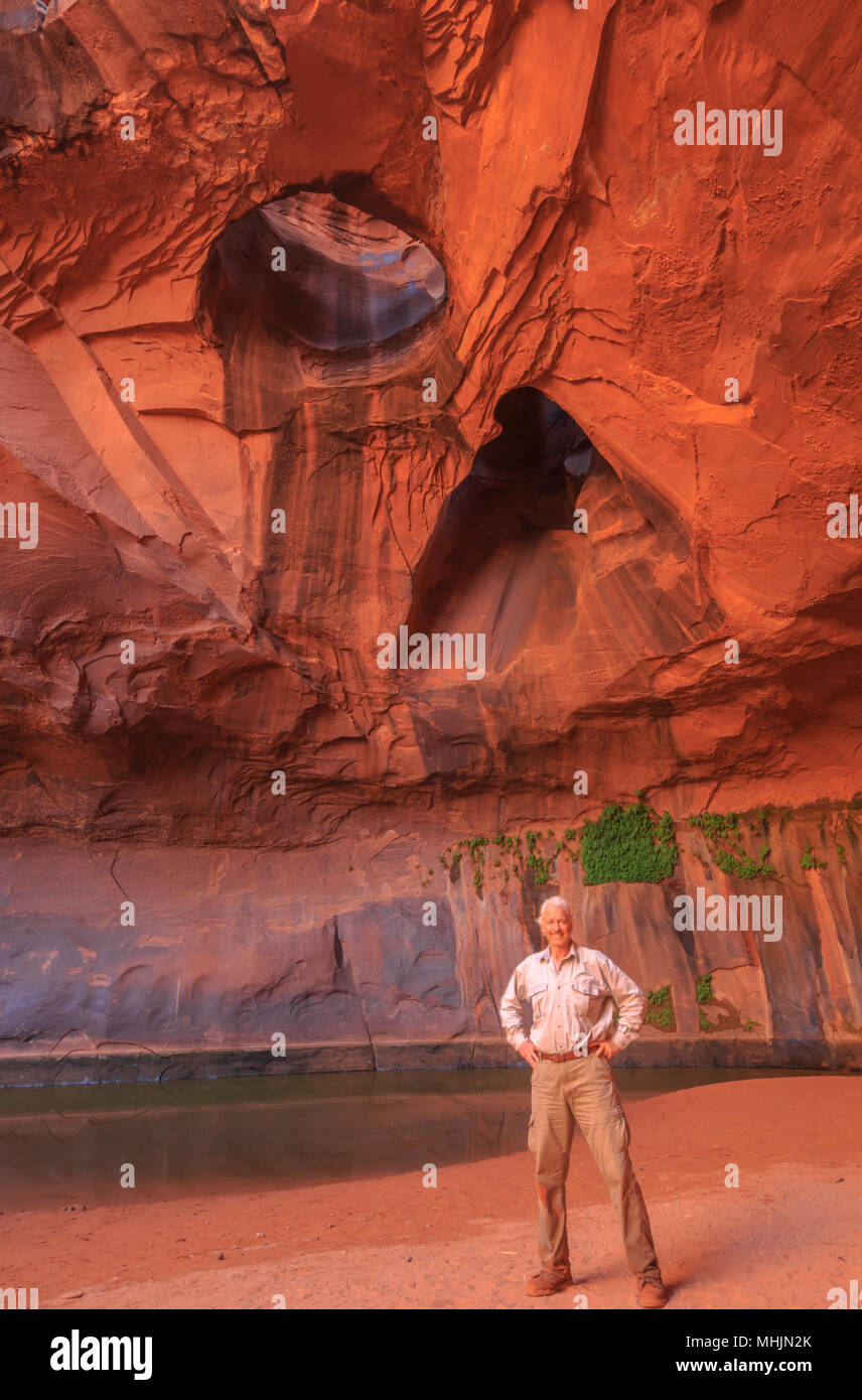 self portrait of john lambing at the golden cathedral in glen canyon national recreation area near escalante, utah Stock Photo