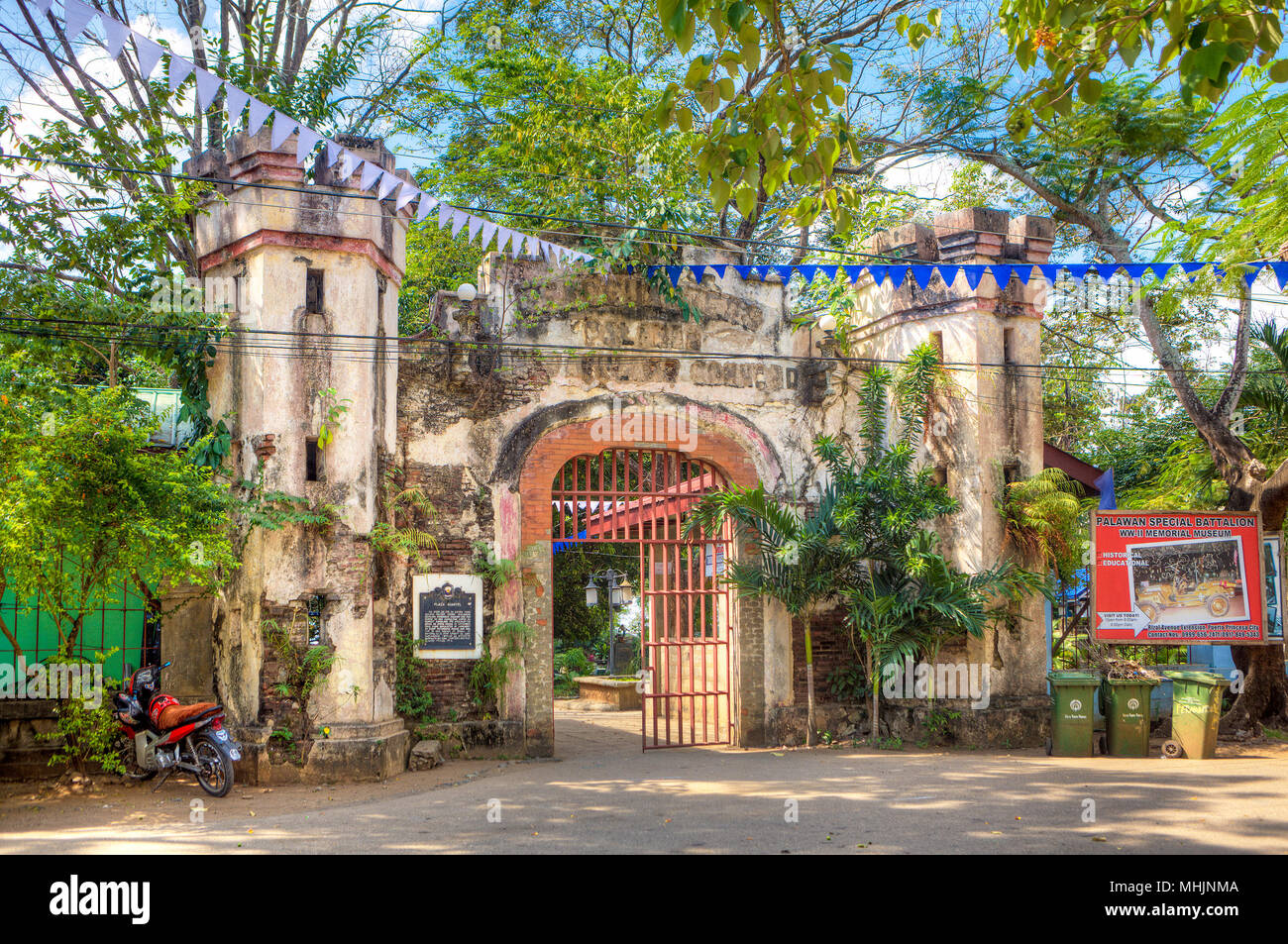 Plaza Cuartel was a WW2 Japanese prison camp, now a museum and shrine, dedicated to 143 American POW soldiers burned to death by the Japanese. Stock Photo