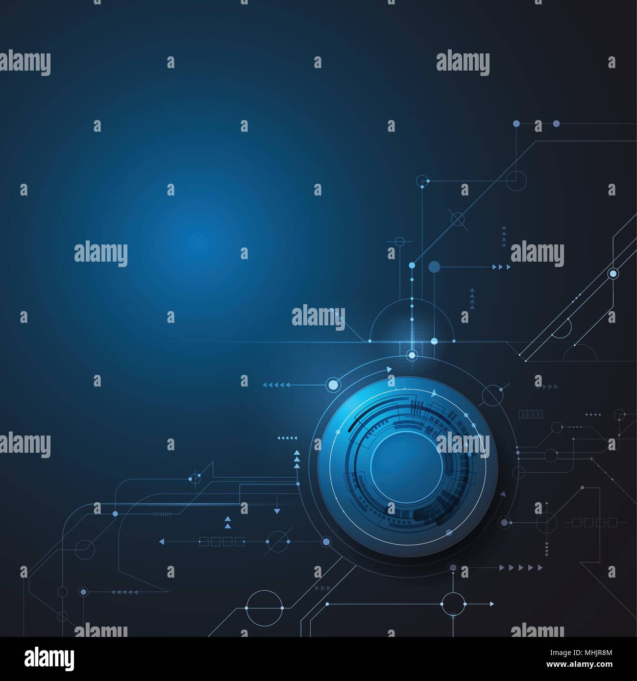 Vector Illustration Design Digital Eyeball And Line On Circuit