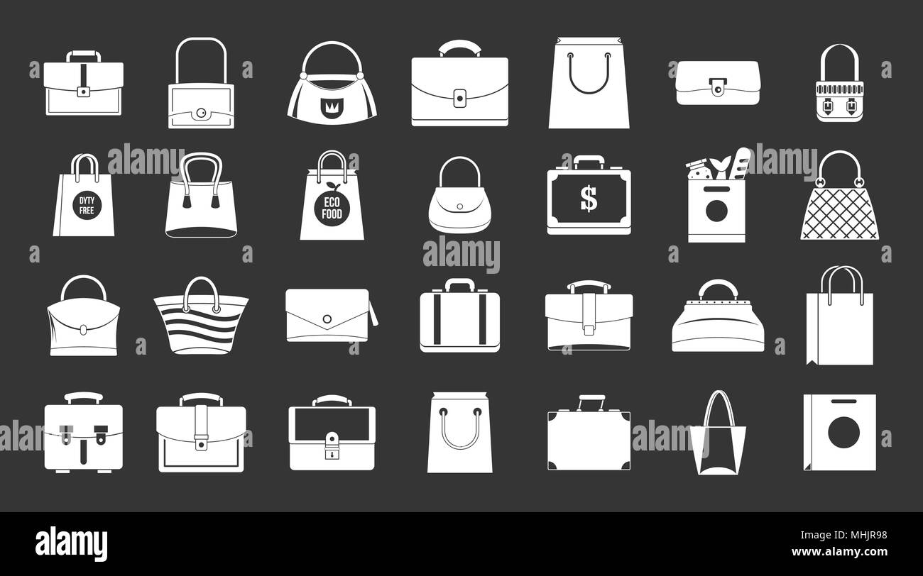 Handbag icon set grey vector Stock Vector