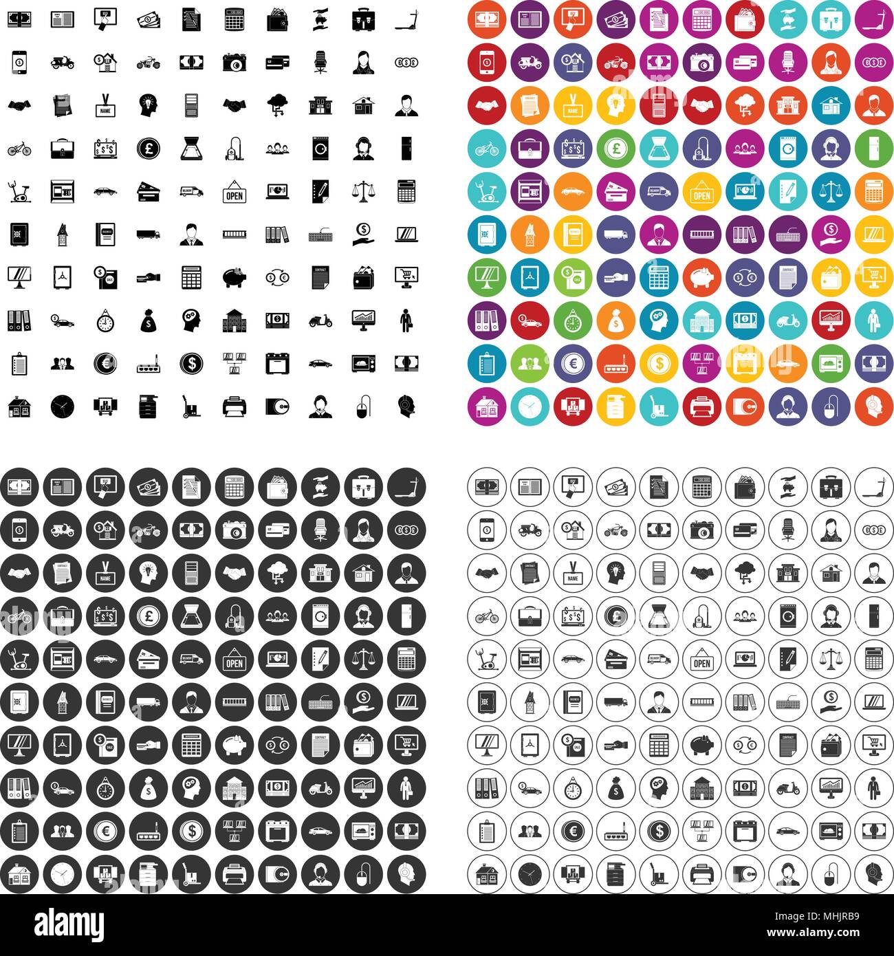 100 credit skill icons set vector variant Stock Vector