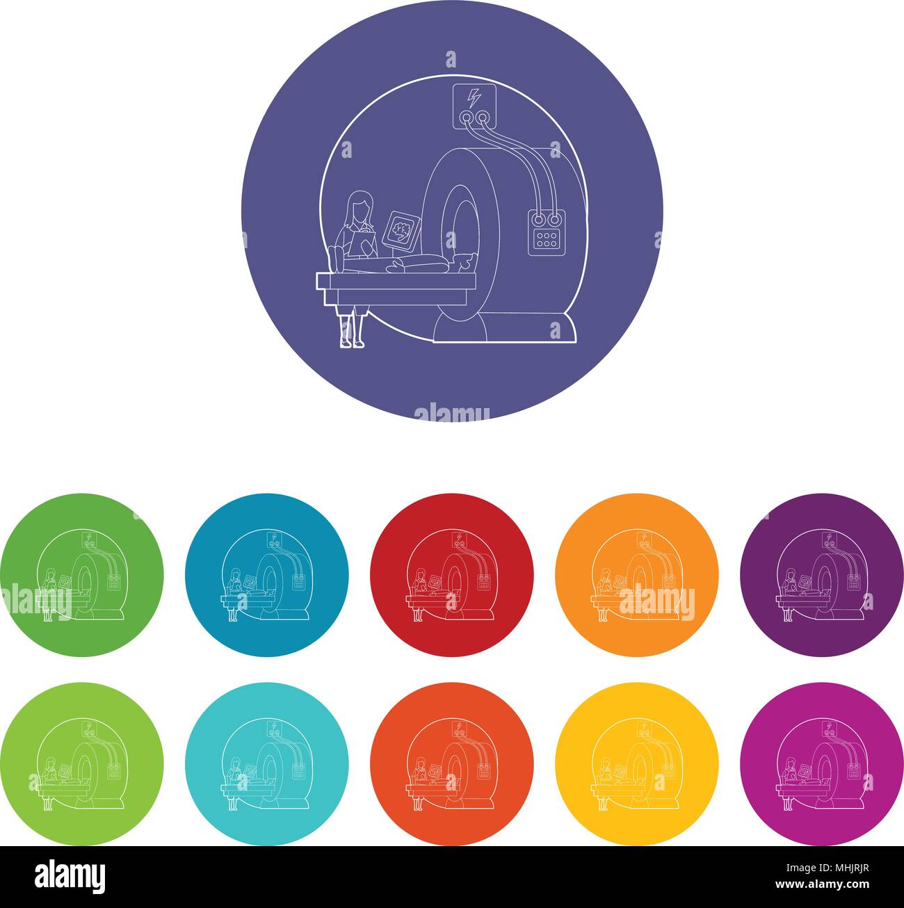 Tomography of human brain in hospital concept Stock Vector