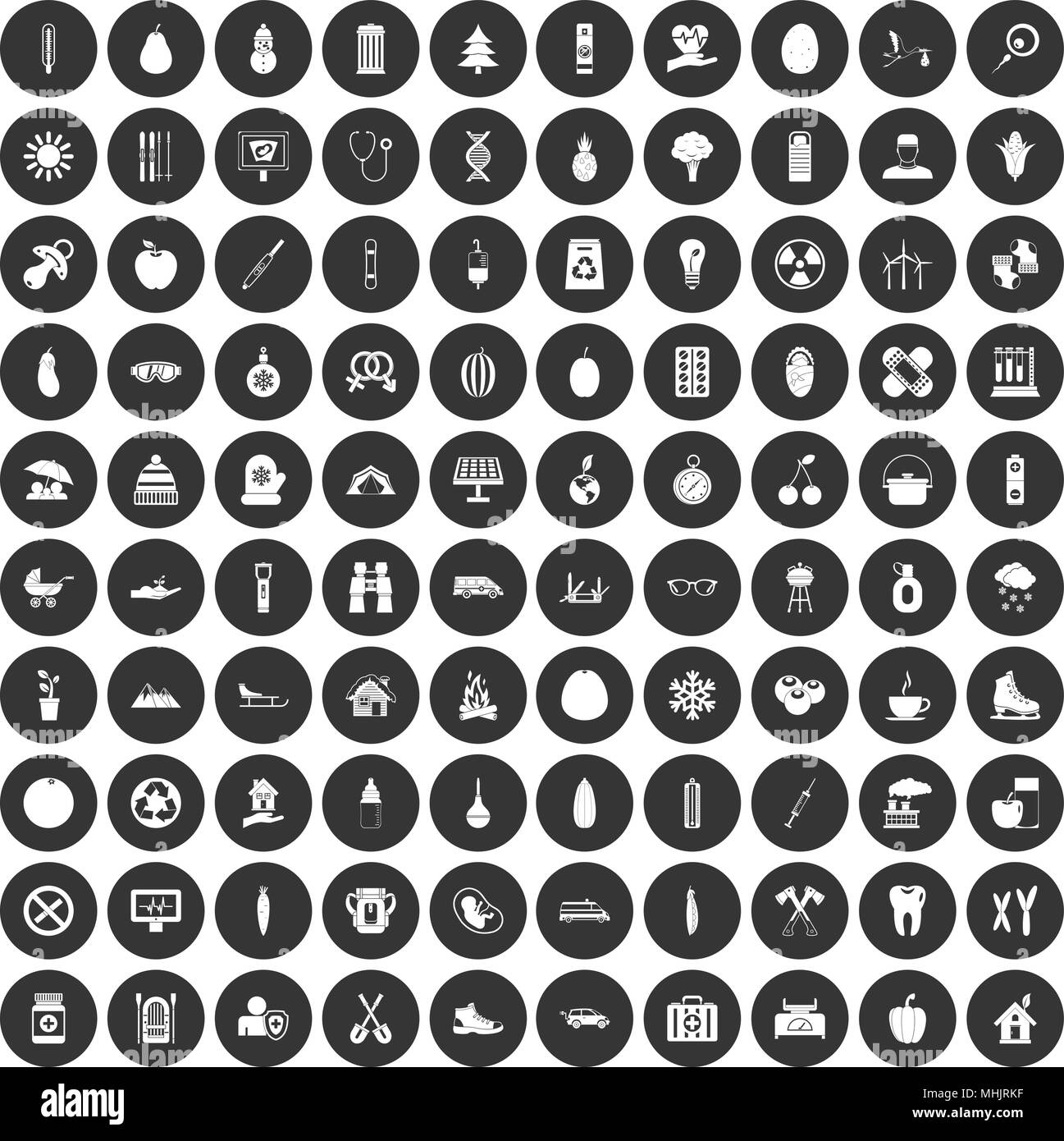 100 child health icons set black circle Stock Vector Image & Art - Alamy