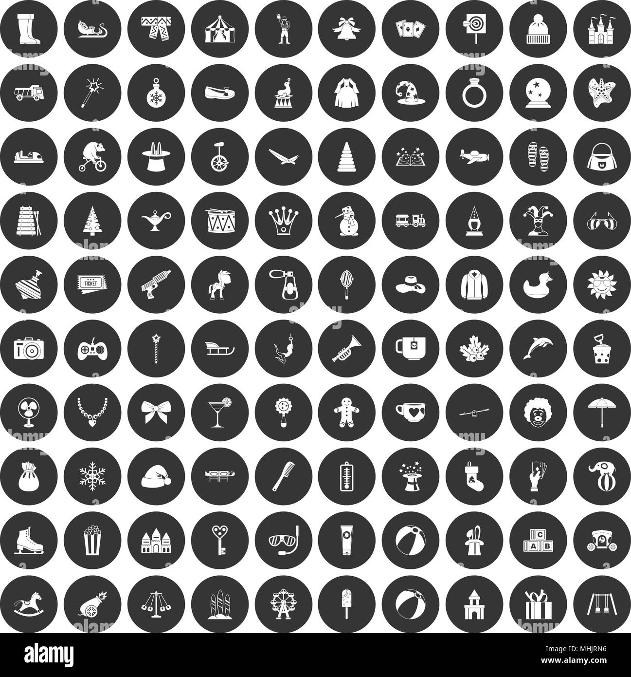100 children icons set black circle Stock Vector Image & Art - Alamy