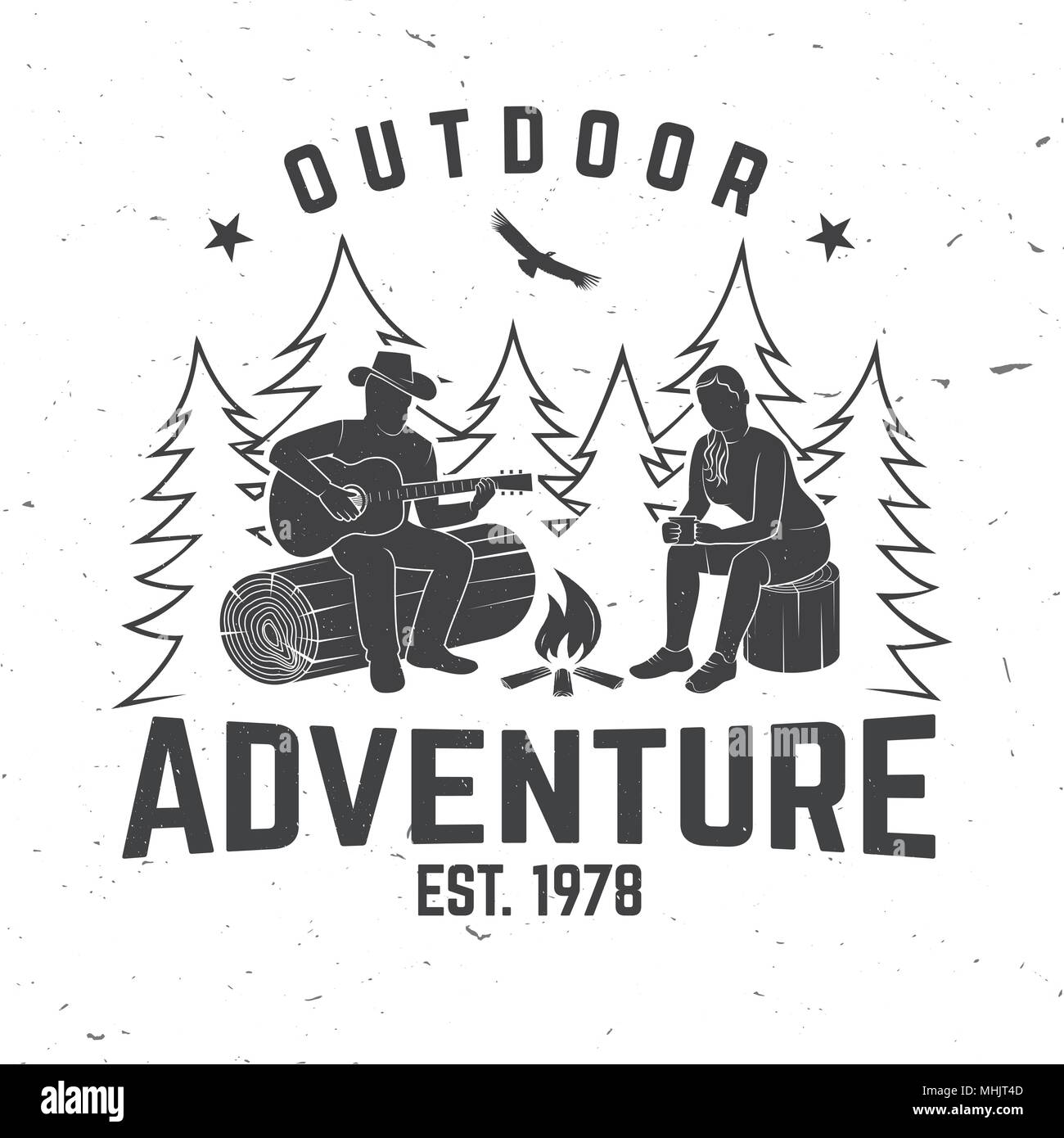 Outdoor adventure. Vector illustration. Concept for shirt or logo, print, stamp or tee. Stock Vector